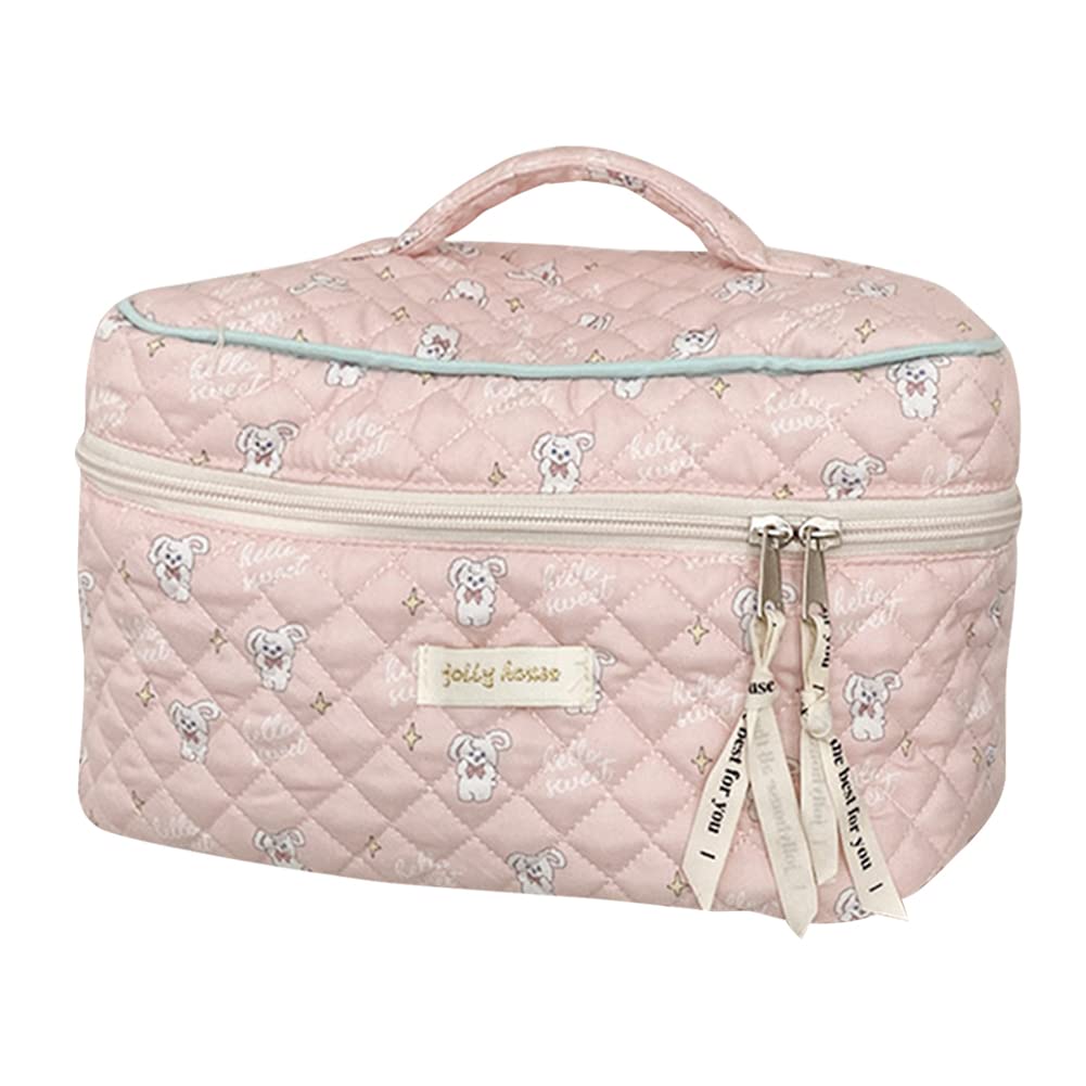 Floral Print Toiletry Bag for Women - Large Quilted Travel Organizer with Zipper, Portable Cosmetic Pouch for Makeup & Toiletries | Perfect for Vacation, Gym, and Daily Use