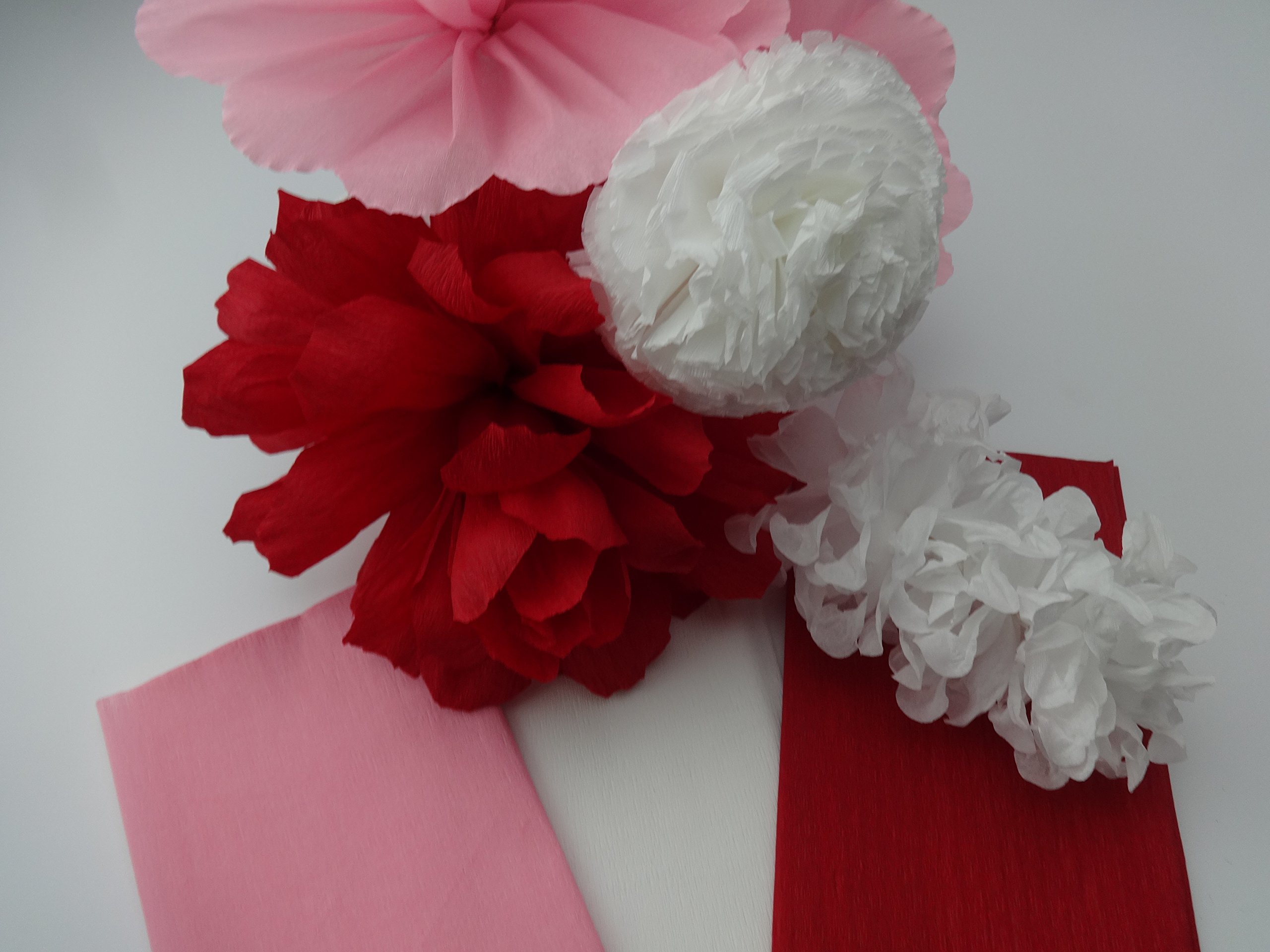 Valentine's Day Crepe Paper Streamers - Red, Pink & White Decorative Rolls for Party Decorations, DIY Crafts, and Gift Wrapping
