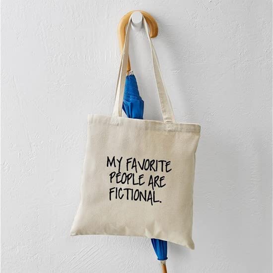 My Favorite People Are Fictional - Natural Canvas Tote Bag | Reusable Shopping Bag for Book Lovers, Library & Comic Con
