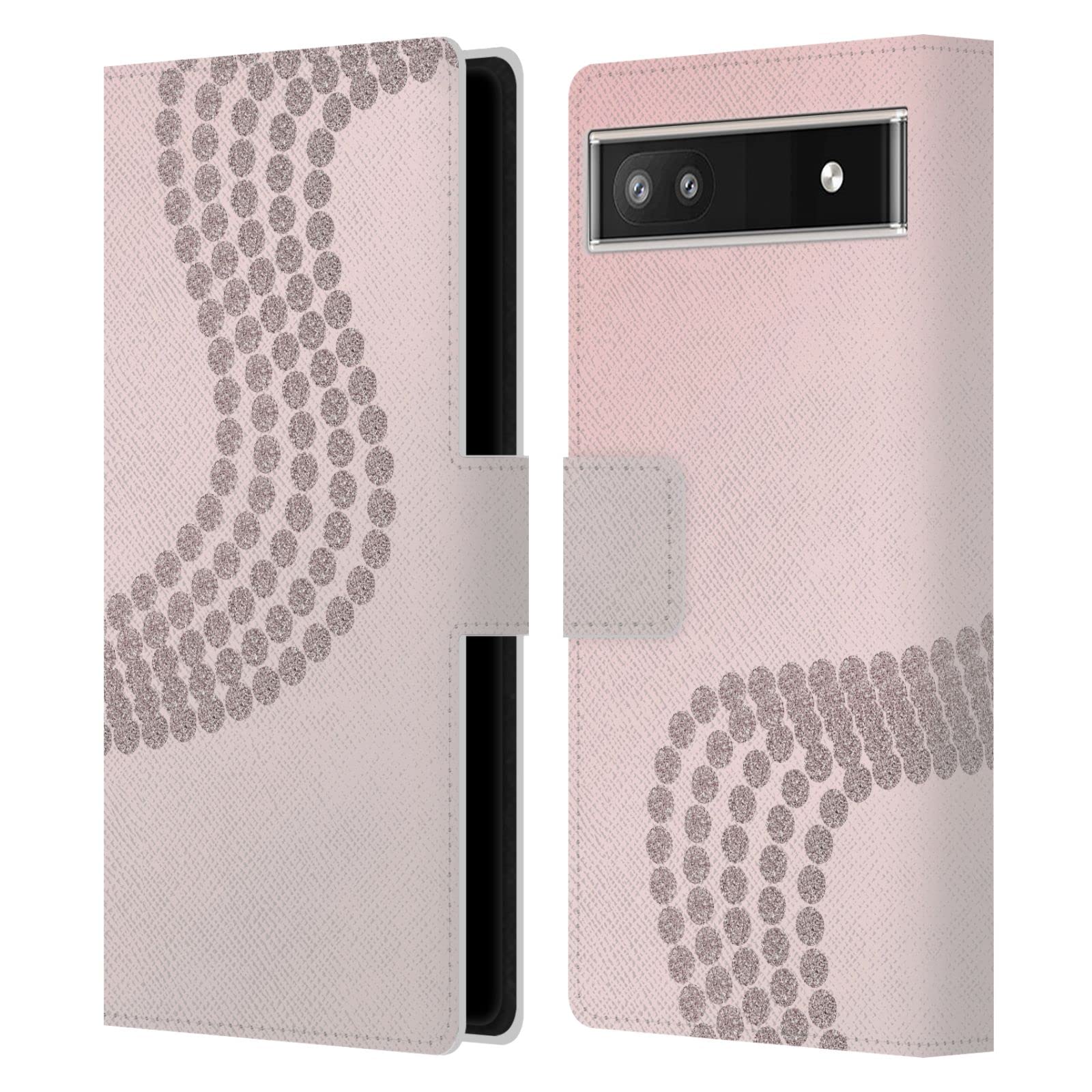 Head Case Designs Official LebensArt Diamonds Rose Gold Leather Book Wallet Case Cover for Google Pixel 6a - Perfect for Work, Travel & Everyday Use