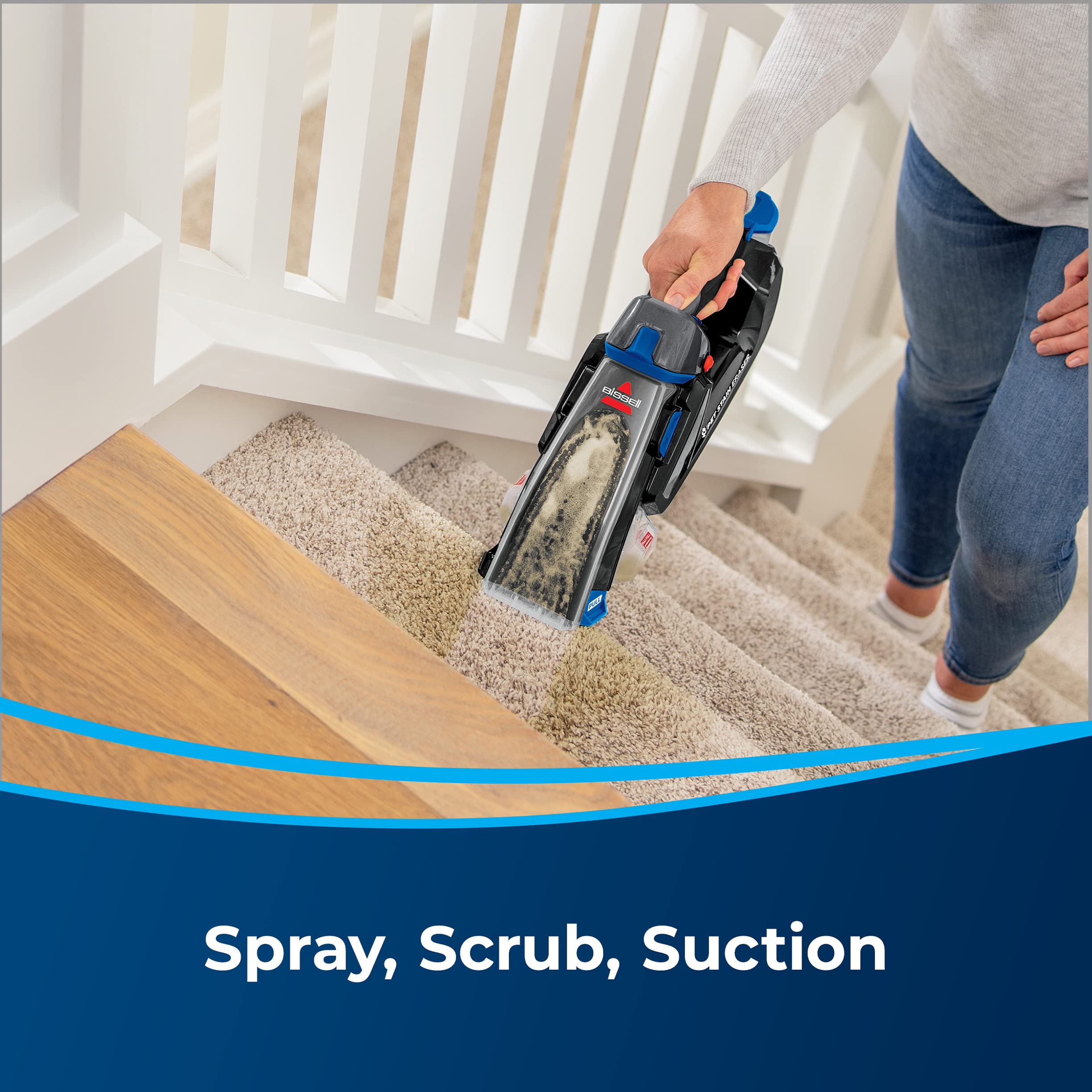 BISSELL Pet Stain Eraser Plus Cordless Carpet Cleaner with Removable Scrub Brush & PET PRO OXY Spot & Stain Formula - Portable Deep Cleaner for Pet Hair, Urine, Odor Removal - Perfect for Carpets, Upholstery, and Pet Accidents