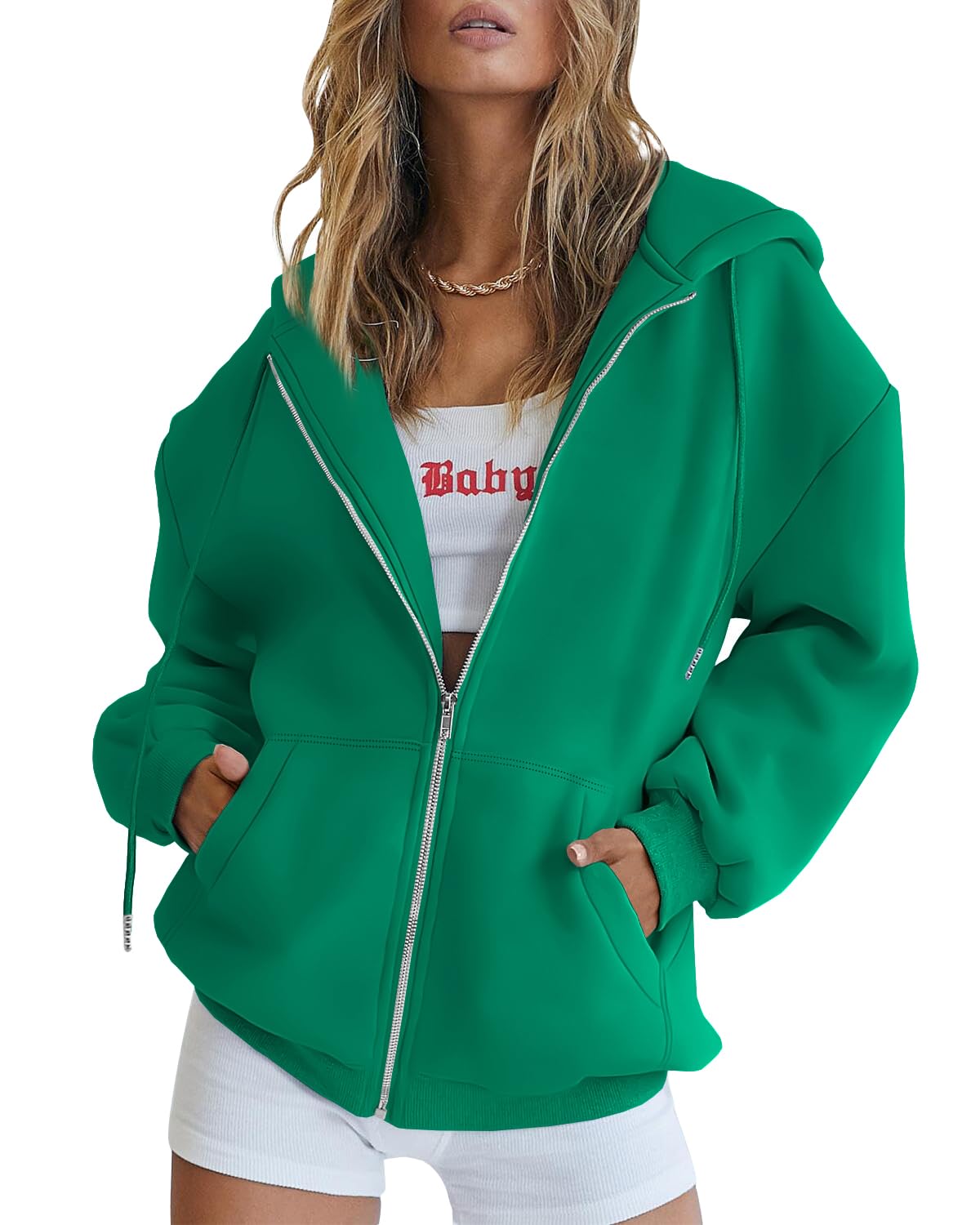 EFAN Women's Oversized Zip Up Hoodie with Drawstring & Pocket - Cute Fall Jacket for Casual Wear, Street Style & Outdoor Activities