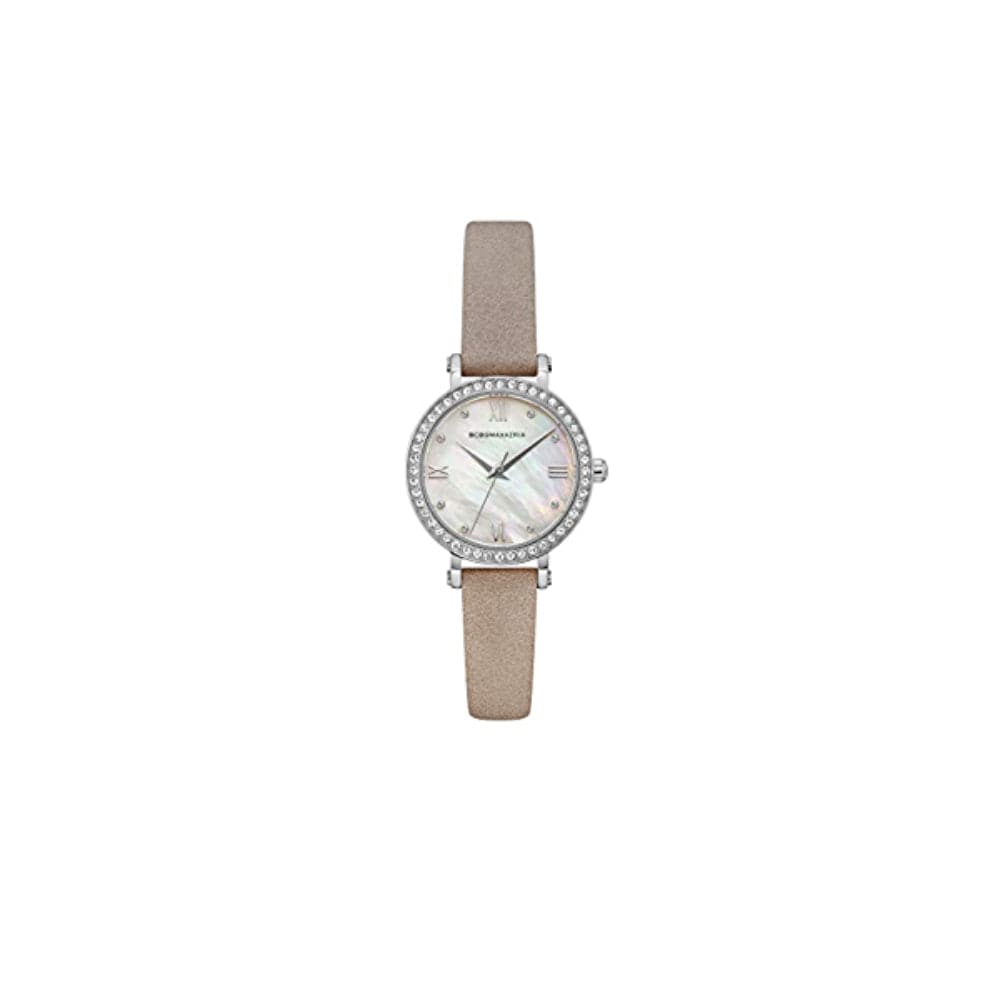 BCBGMAXAZRIA Women's Watch BG50674001 - Silver Stainless Steel Case with Brown Leather Strap, Elegant Dress Watch for Office & Formal Occasions