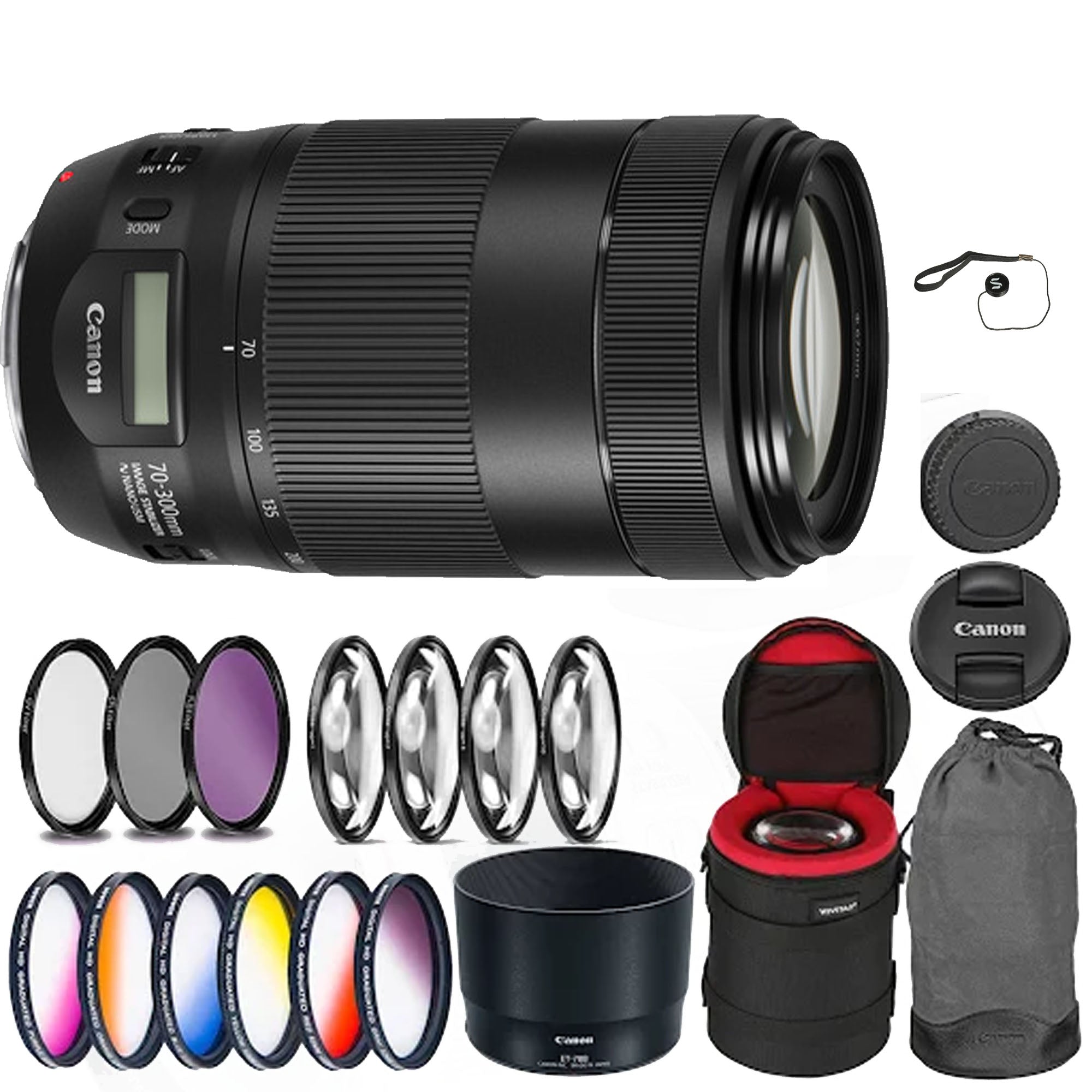 Canon EF 70-300mm f/4.5-5.6 IS II USM Telephoto Zoom Lens with Professional Pouch - Ideal for Wildlife, Sports & Portrait Photography