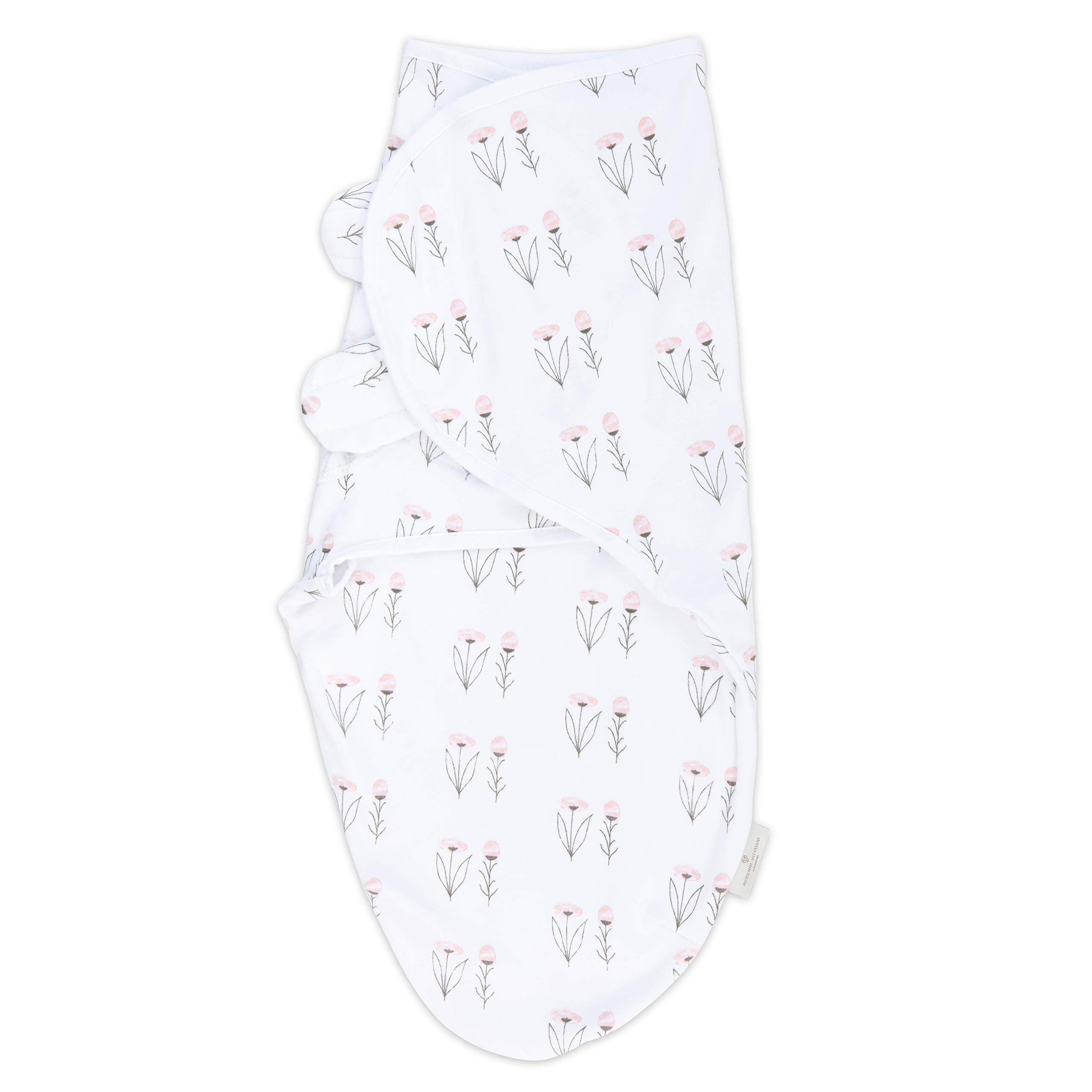 Adjustable Baby Swaddle Wrap & Headband Set - Soft Cotton 0-3 Months, Pink Watercolor Floral Pattern - Perfect for Newborn Photography, Baby Shower Gifts & Cozy Sleep Time