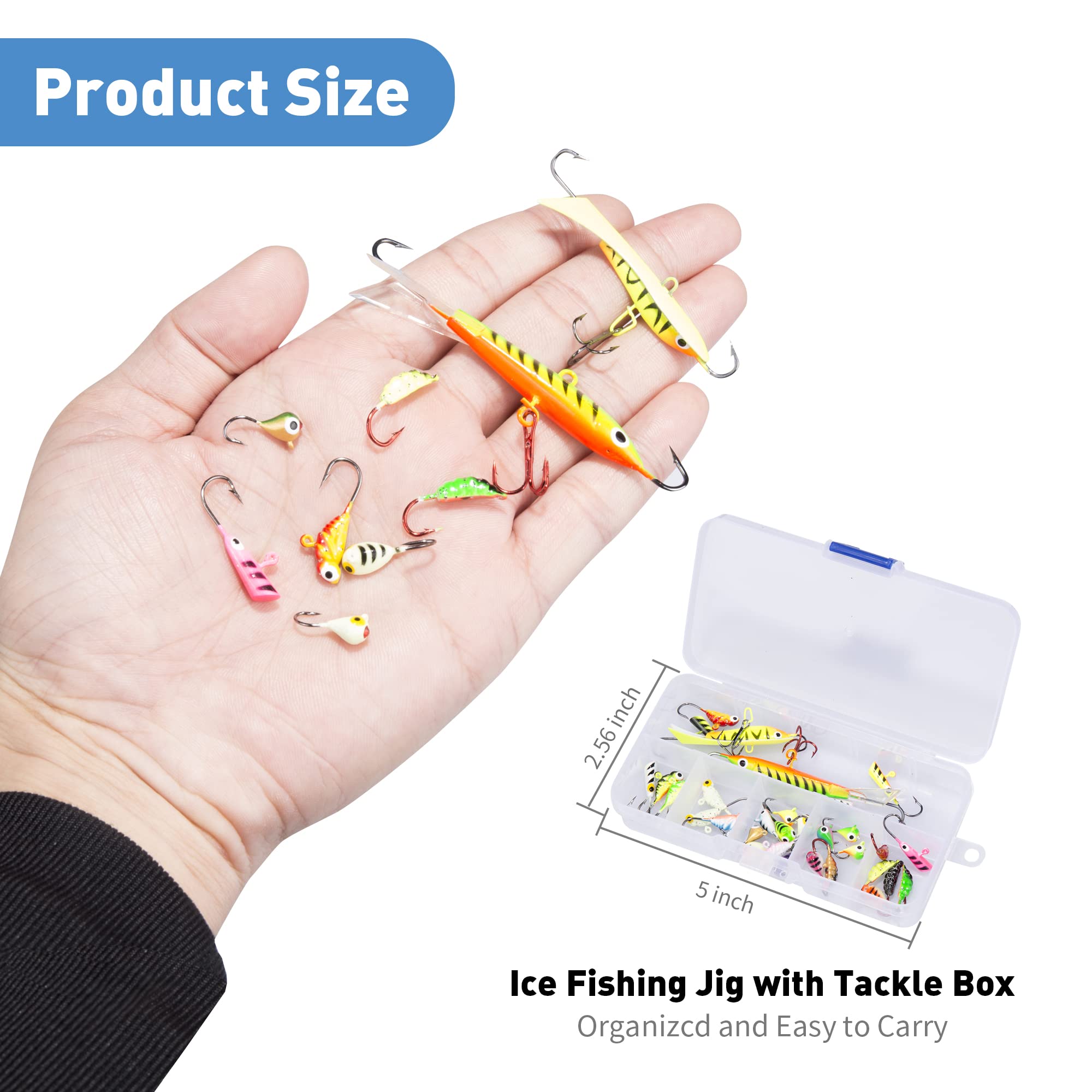 Premium Ice Fishing Jigs & Lures Kit with Tackle Box - Crappie Jig Heads for Winter Ice Fishing (14/15/16/31pcs) - Perfect for Ice Angling, Crappie & Panfish Fishing in Frozen Lakes
