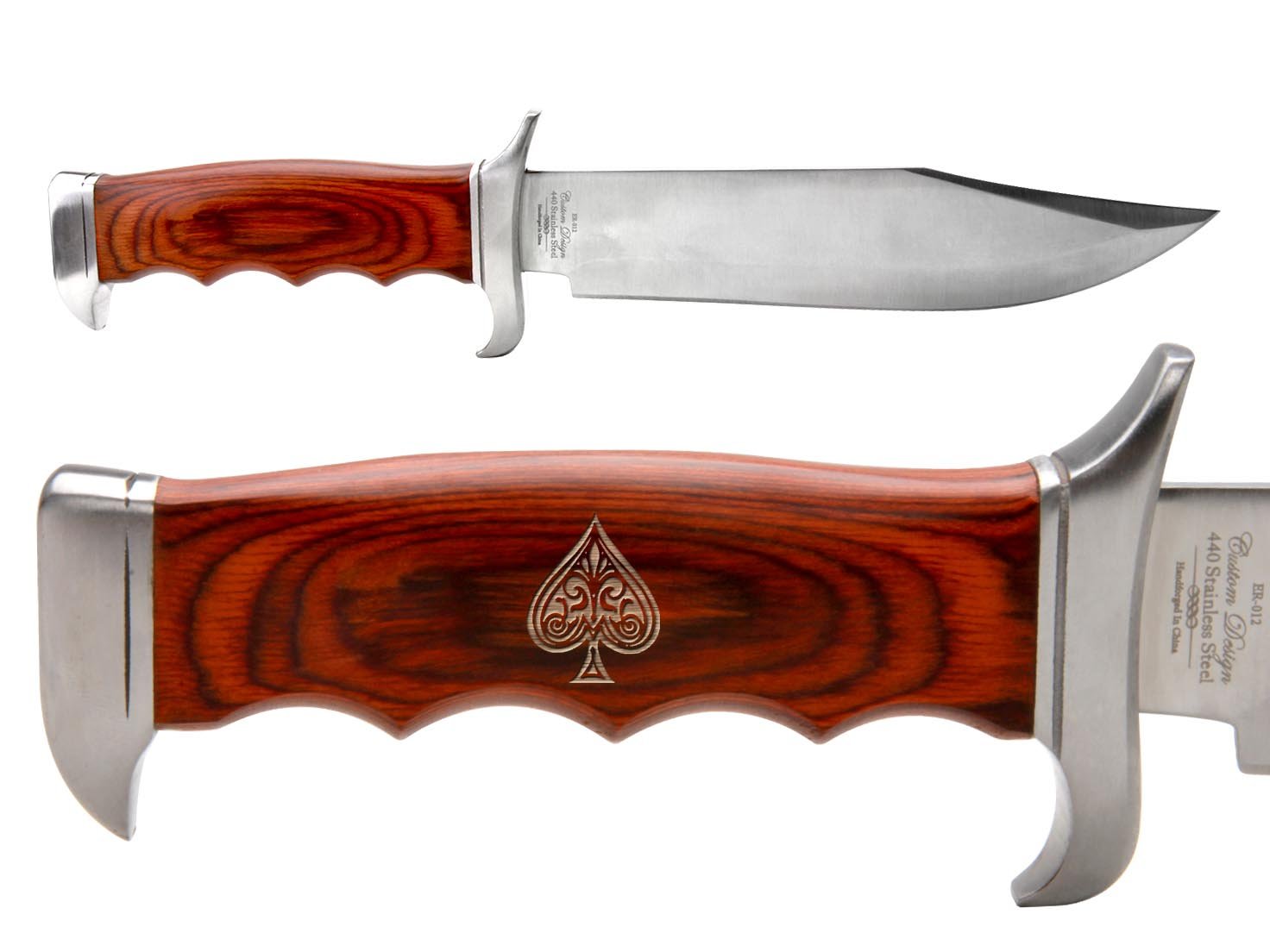 NDZ Performance Elk Ridge Outdoor Hunting Fixed Blade Full Tang Knife - Premium Survival Knife for Camping, Bushcraft & Tactical Use - Ace of Spades Design