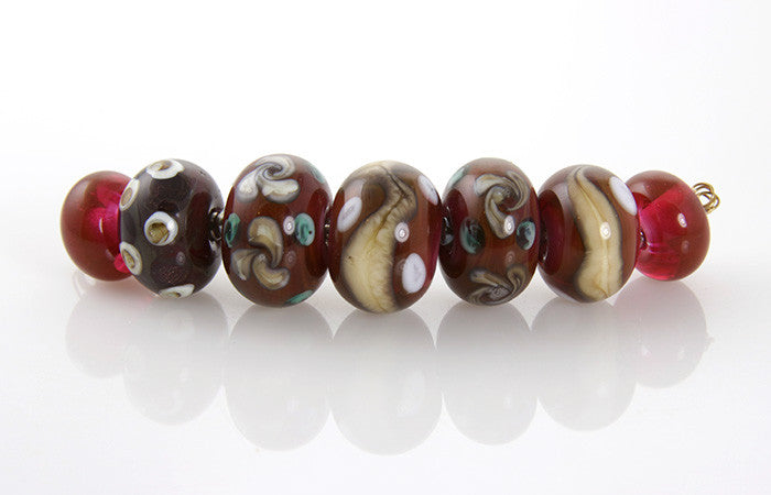Handmade Cranberry Ivory Lampwork Glass Beads for Jewelry Making - DIY Bracelets, Necklaces & Earrings - Perfect for Crafting, Gifts & Boho Style Accessories