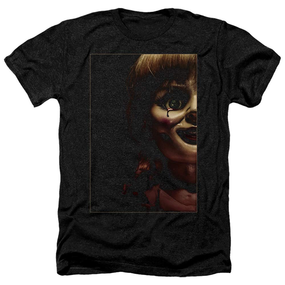 Annabelle Doll Tear Graphic T-Shirt - Unisex Heather Grey Cotton Tee for Men & Women | Horror Movie Merchandise & Halloween Costume