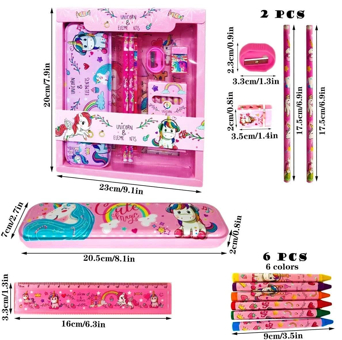 Cartoon Themed 6-in-1 Stationery Gift Set for Kids - Pencil Box, Colored Pencils, Eraser, Ruler & Sharpener (Doraemon Design) | Perfect for Birthday Gifts, School Supplies & Back to School Essentials