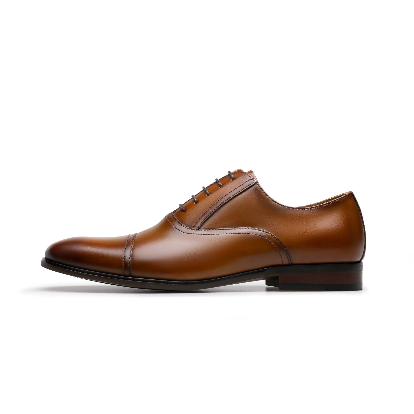 Premium Men's Leather Dress Shoes - Classic Cap Toe Oxford Lace-Up Formal Shoes for Business, Wedding & Office Wear