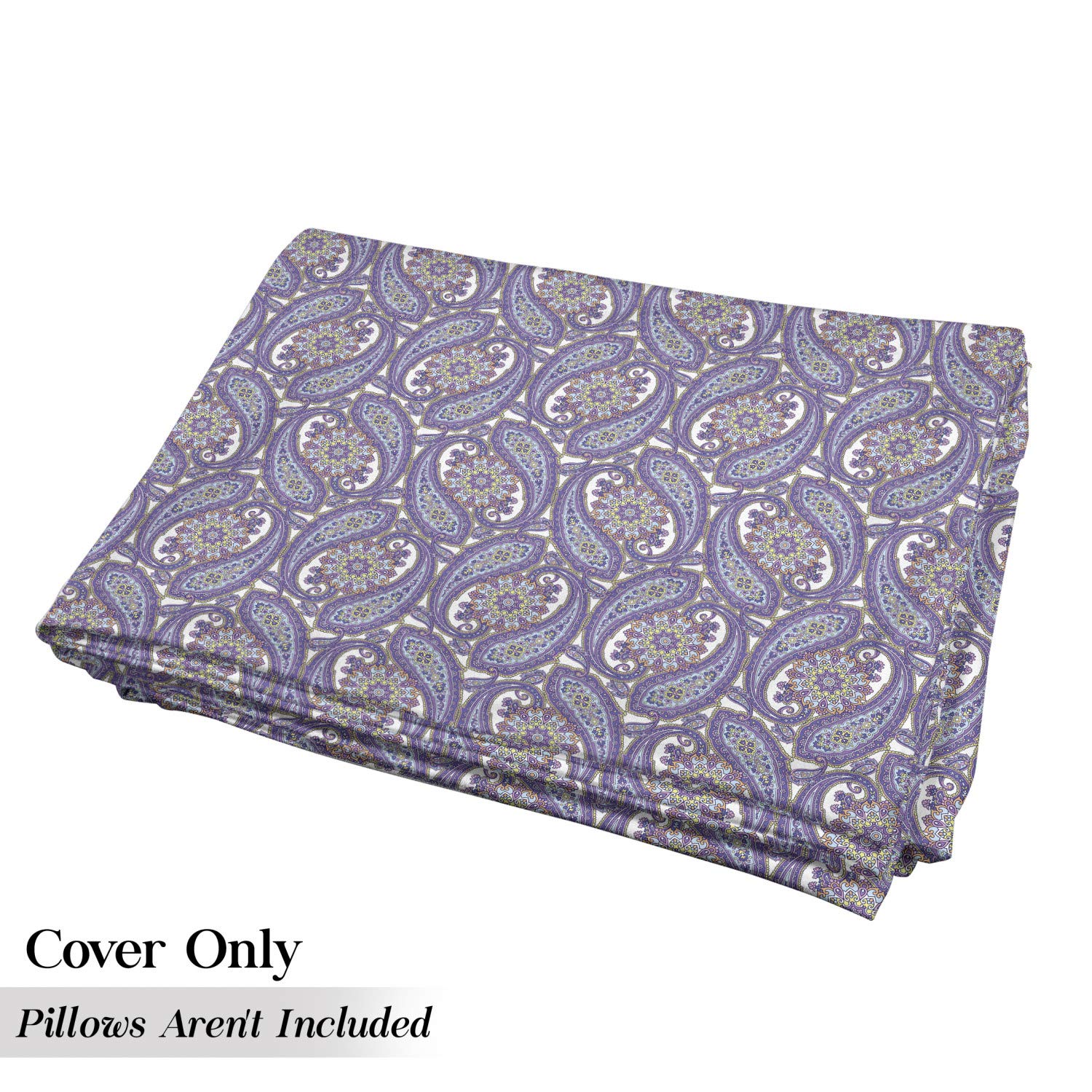 Ambesonne Paisley Floor Pillow Lounger Cover - Blue and Purple Tribal Floral Design with Raindrop Patterns for 5 Pillows (88