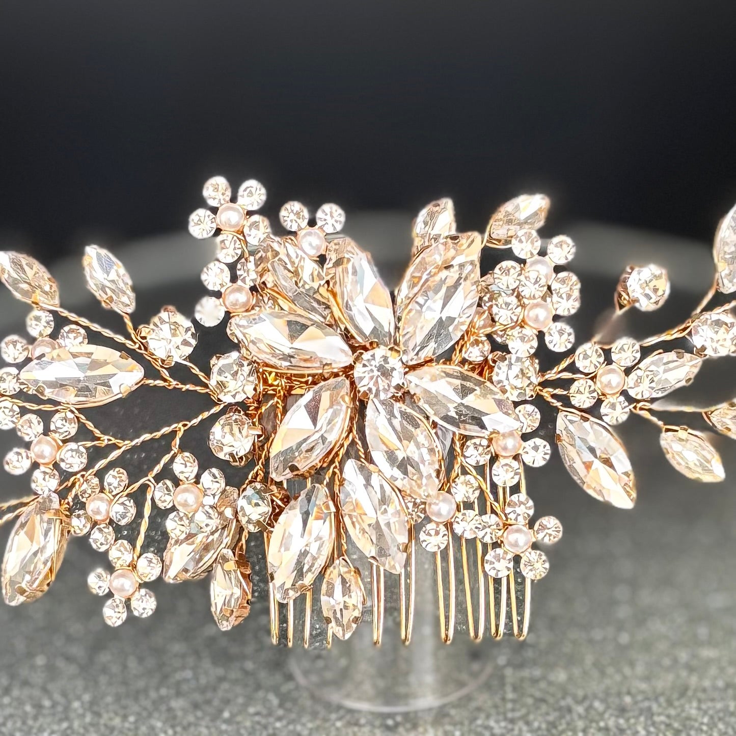 Elegant Gold Bridal Hair Comb with Sparkling Crystals - Perfect for Weddings, Prom & Special Occasions | TT1055