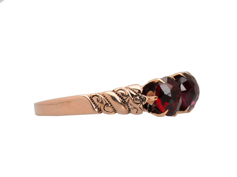 Vintage December 23, 1903 Three Garnet Ring - Genuine Antique Jewelry for Birthdays, Anniversaries & Special Occasions
