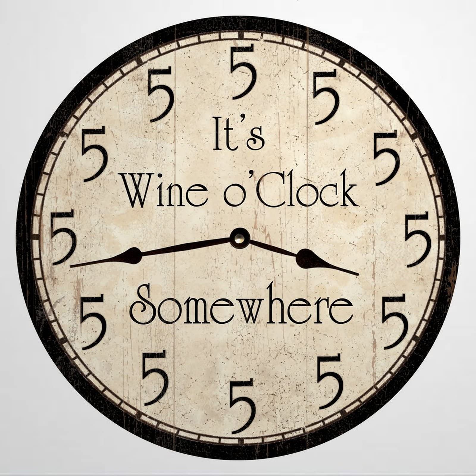 Wine O' Somewhere Wall Clock - Silent Non-Ticking Quartz Battery Operated Wooden Clock for Home Decor - Perfect for Living Room, Kitchen, Bedroom & Farmhouse - Ideal Birthday & Wedding Gift - Great for Wine Lovers & Home Decor Enthusiasts