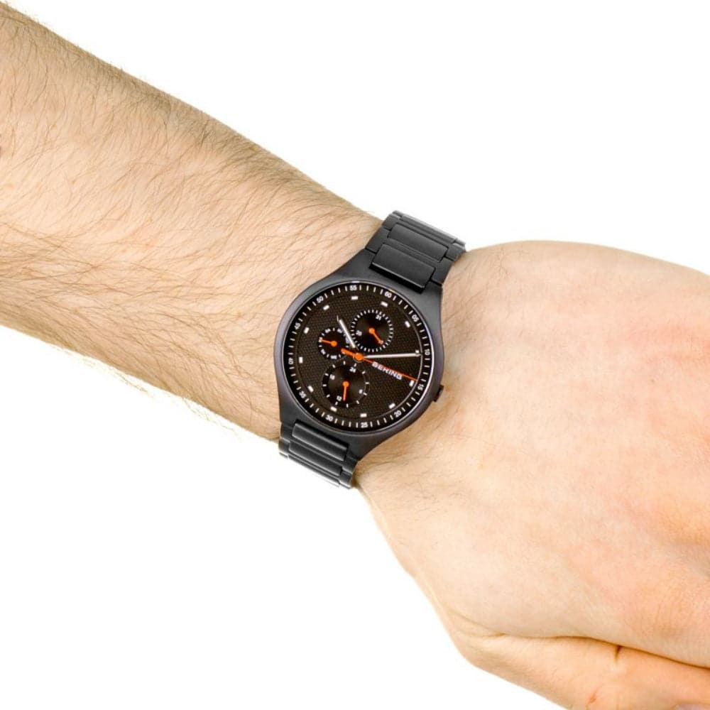 BERING Titanium 11741-772 Black Stainless Steel Men's Watch - Waterproof Chronograph for Business, Casual & Outdoor Activities