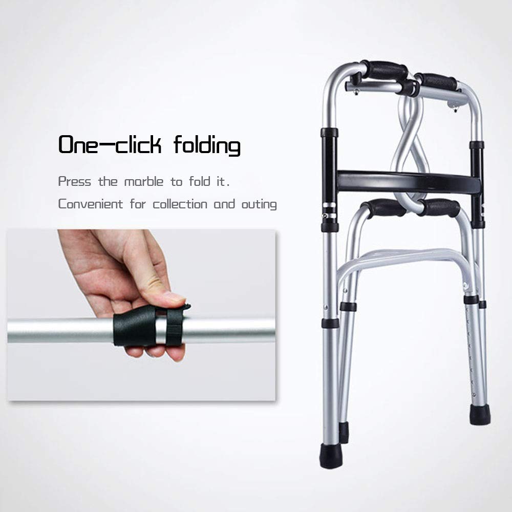 Lightweight Folding Rollator Walker with Seat for Seniors - Adjustable Height 29.6
