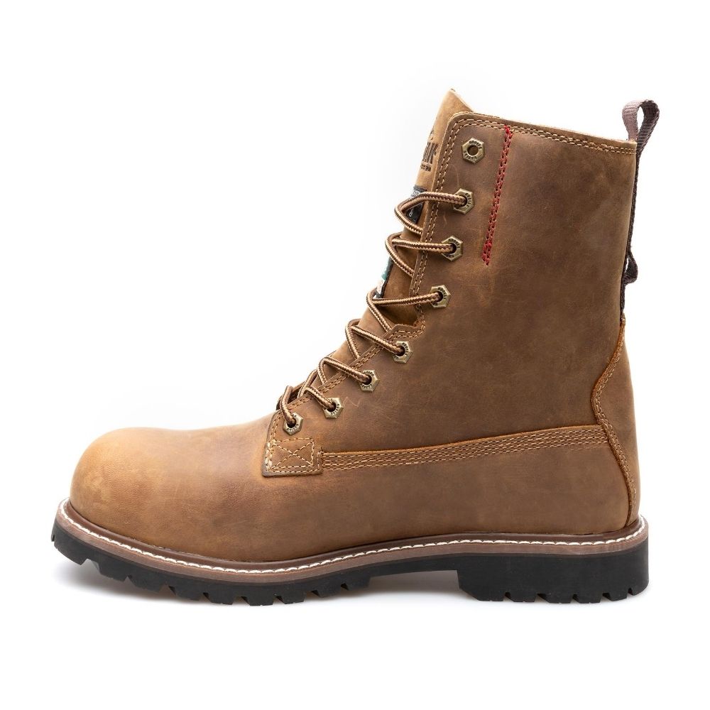 Kodiak McKinney Men's 8 Waterproof Composite Toe Work Boots - Brown (KD0A4NLSBRN) | Durable Safety Shoes for Construction, Hiking & Outdoor Work