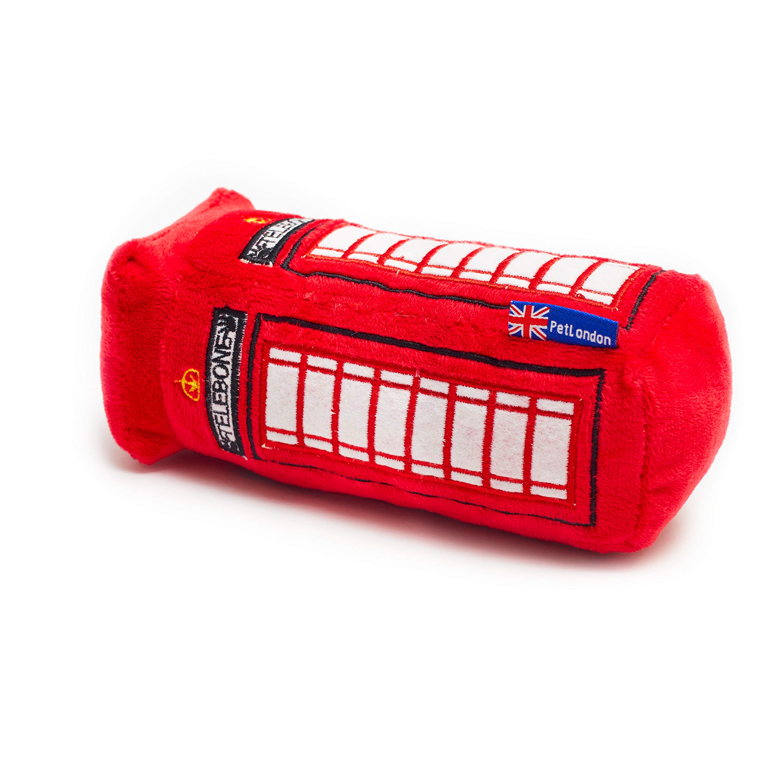 PetLondon British Red Telephone Box Plush Dog Toy with Squeaker - 6