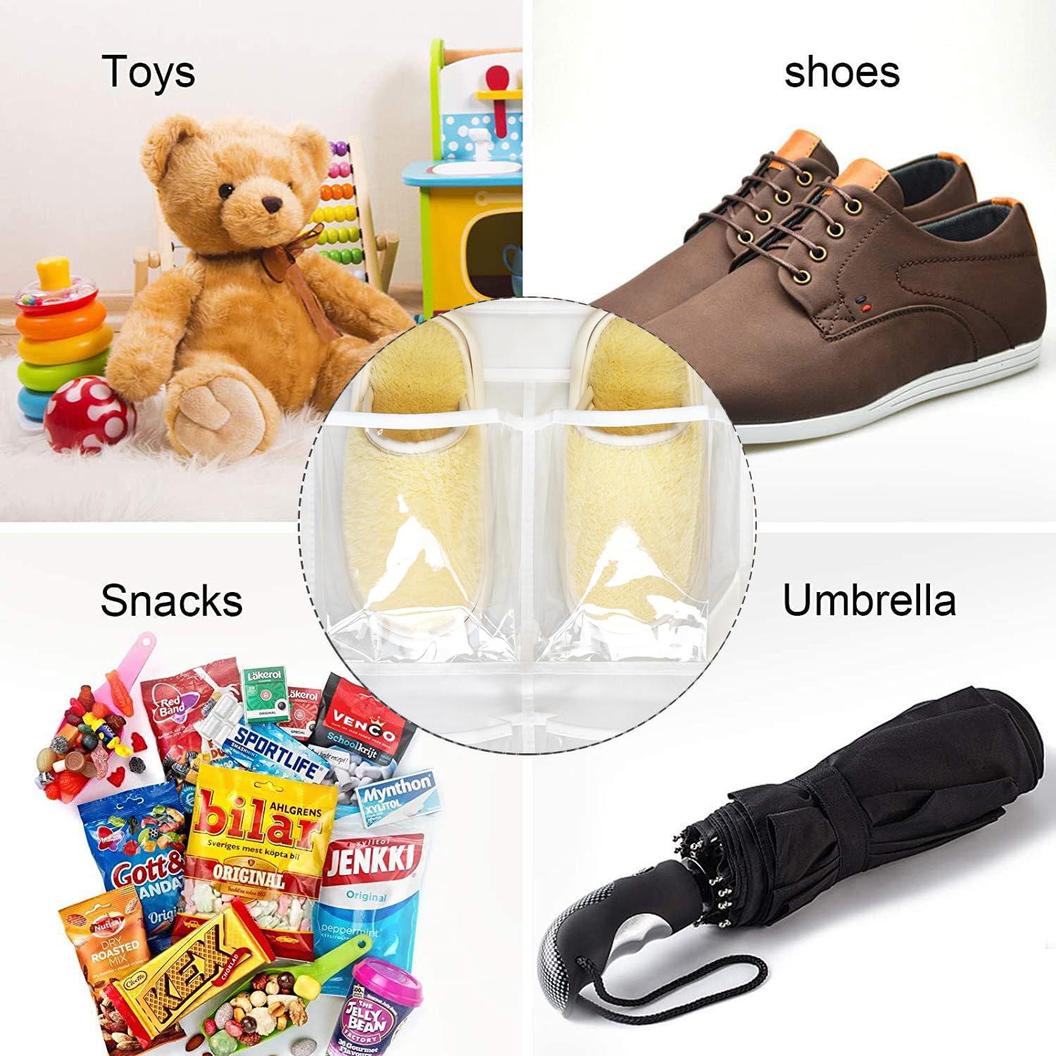 2 Pack Clear Crystal Large Over The Door Hanging Shoe Organizer - 6 Pockets, 4 Hooks, White (30
