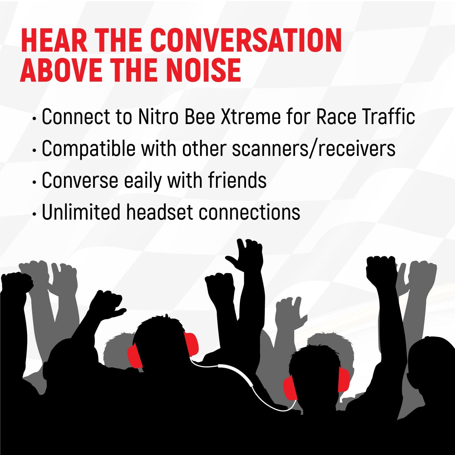 Linkable Intercom Headsets Model H80 Track Talk with Nitro Bee Xtreme Race Receiver & Carry Bag - Clearance Sale | Perfect for Motorsports, Racing Teams & Outdoor Adventures
