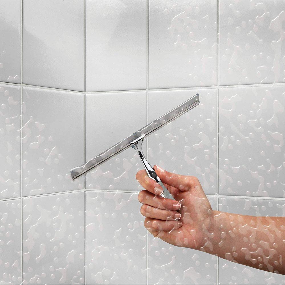 Premium Stainless Steel Shower Squeegee with Chrome Finish - Streak-Free Cleaning for Glass Doors, Tiles, and Mirrors - Perfect for Bathroom, Kitchen, and Car Windows