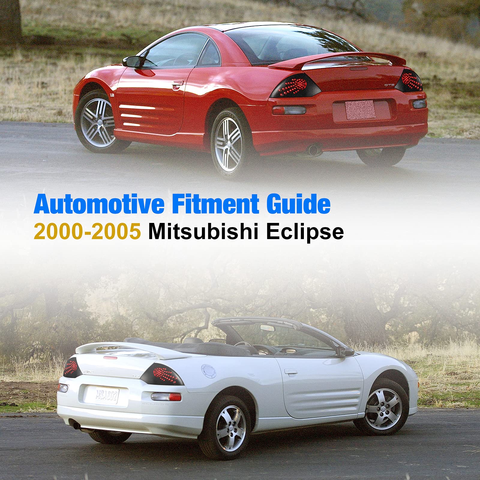WOLFSTORM LED Tail Lights for 2000-2005 Mitsubishi Eclipse - Direct Replacement LED Tail Light Assembly (1 Pair) - Enhance Night Visibility & Style for Street Racing & Car Shows