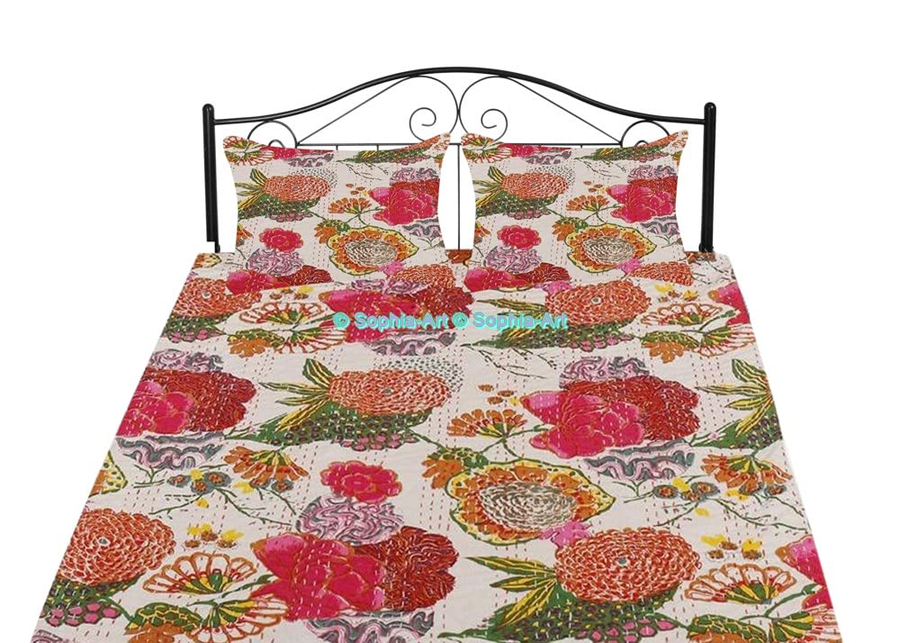 Sophia-Art Reversible Indian Kantha Quilt - Twin/King Size 108