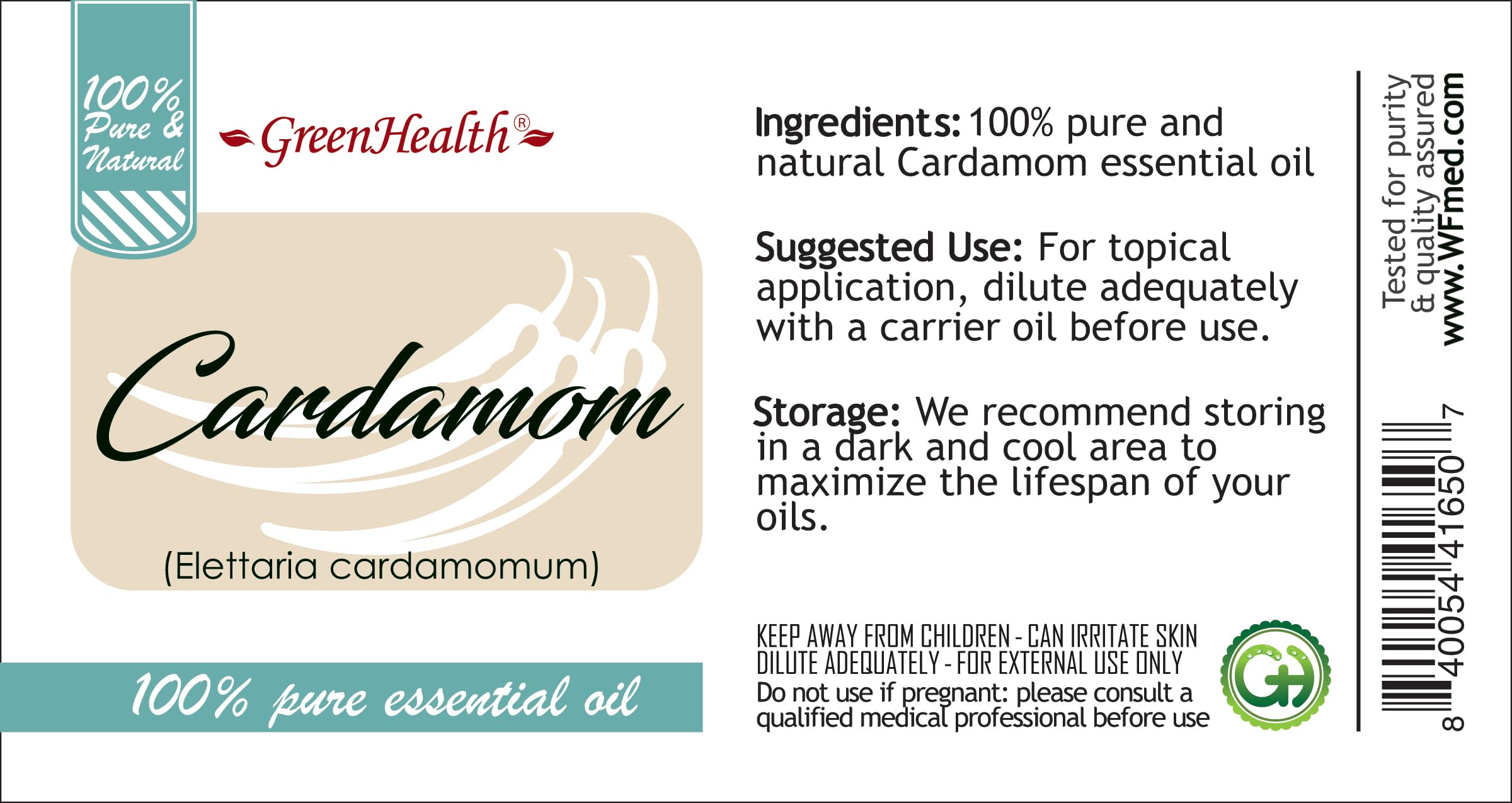 Organic Cardamom Essential Oil - 8 fl oz (237 ml) 100% Pure Therapeutic Grade - Aluminum Bottle with Dropper Cap - Aromatherapy, Massage & DIY Skincare - GreenHealth