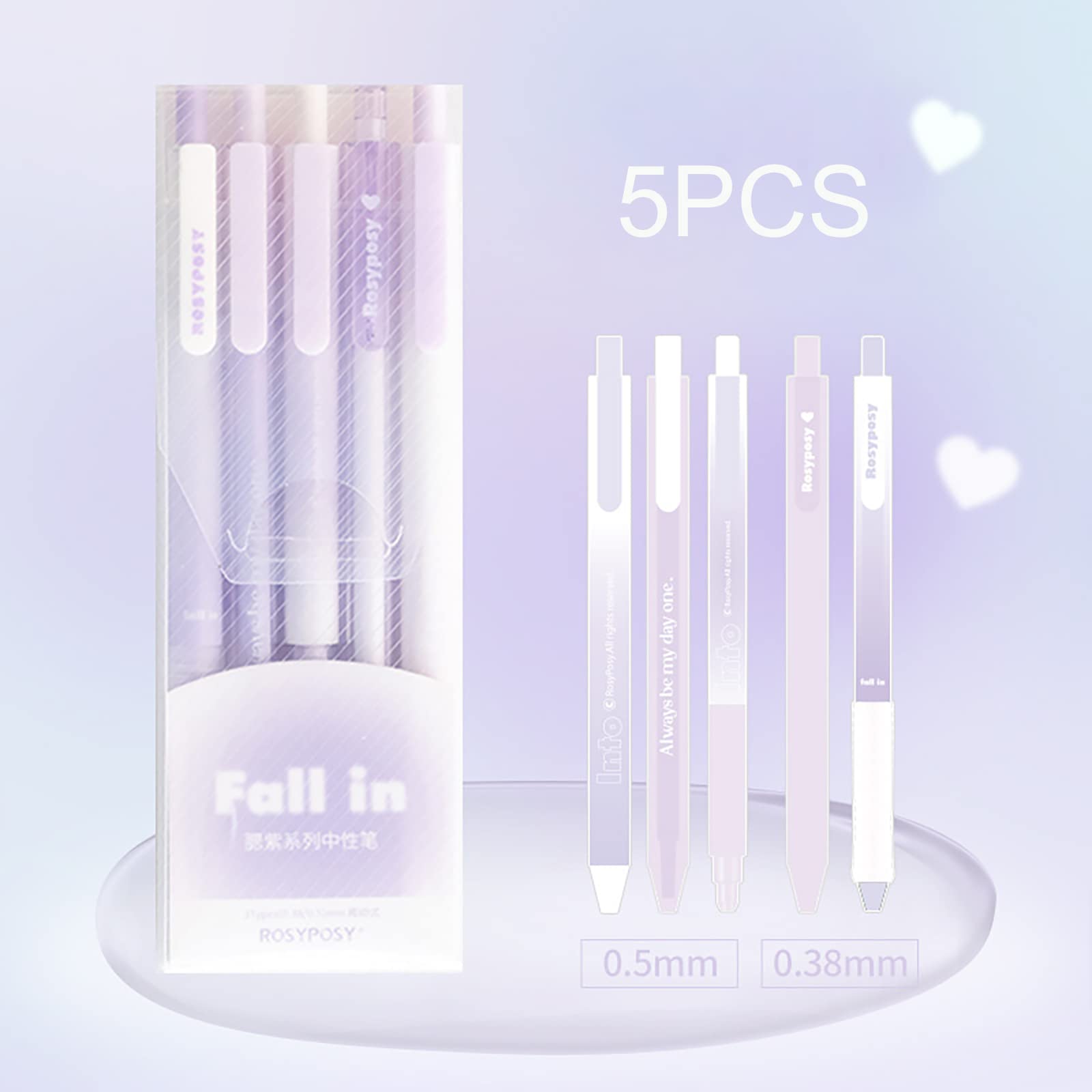 Doraking 5PCS Black Gel Ink Pens - 0.38mm/0.5mm Fine Point Smooth Writing Pens for Office, School, Art & Note Taking (Purple) - Perfect for Journaling, Sketching & Everyday Writing Tasks