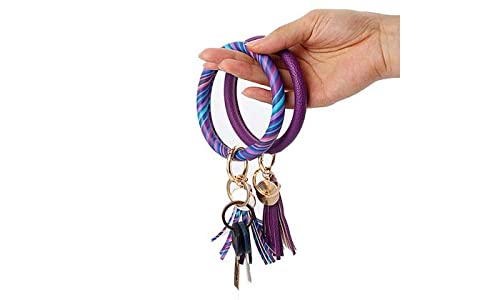 Krediz Key Ring Tassel Bracelets for Women - Adjustable Leather Wristlet Bangle with Removable Clasp & Matching Tassel (4