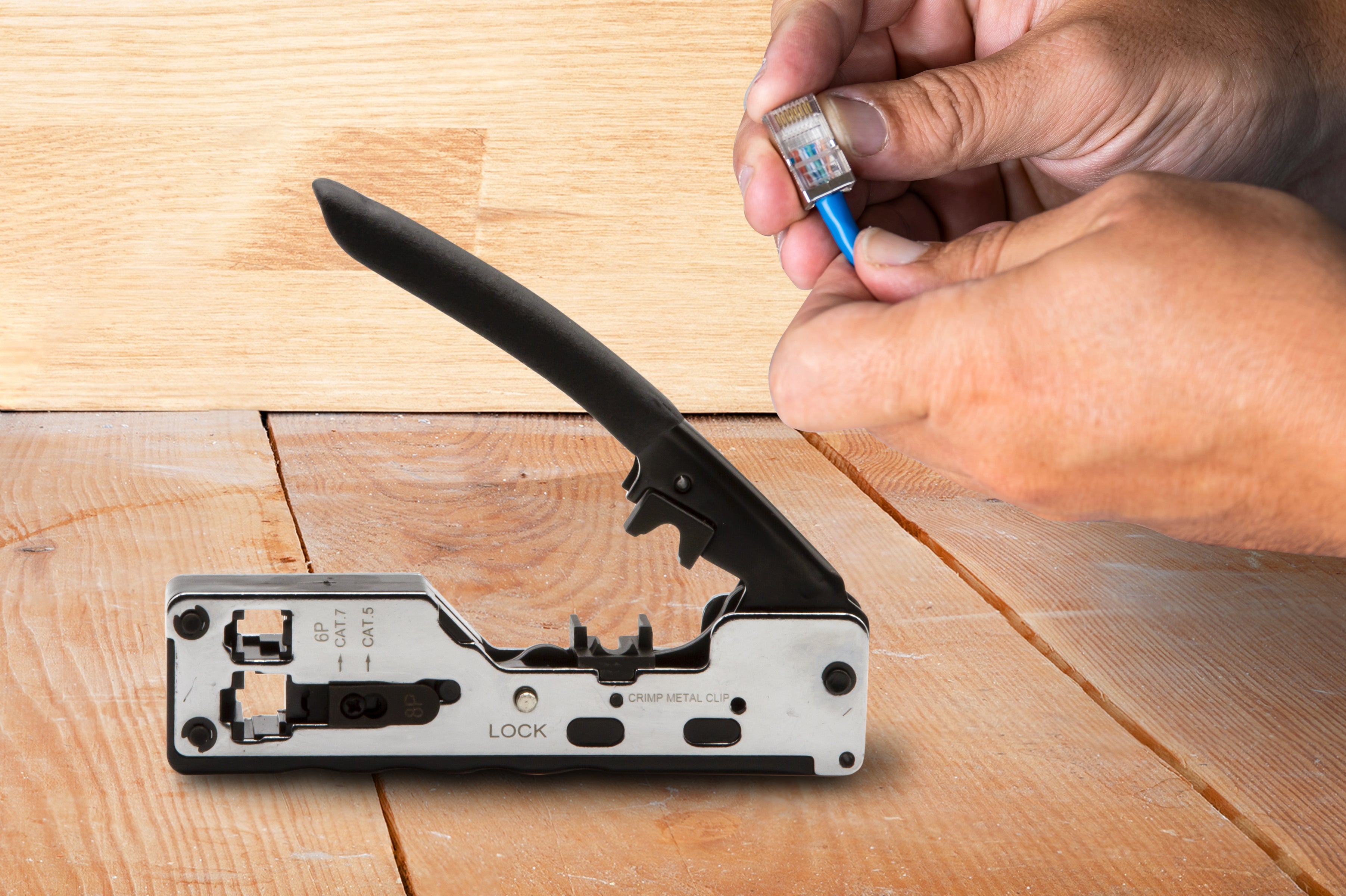 Professional RJ45 Crimper Tool for CAT7, CAT6, CAT5 Ethernet Cables - TT 325 - Perfect for Network Installations, Home Office & IT Projects