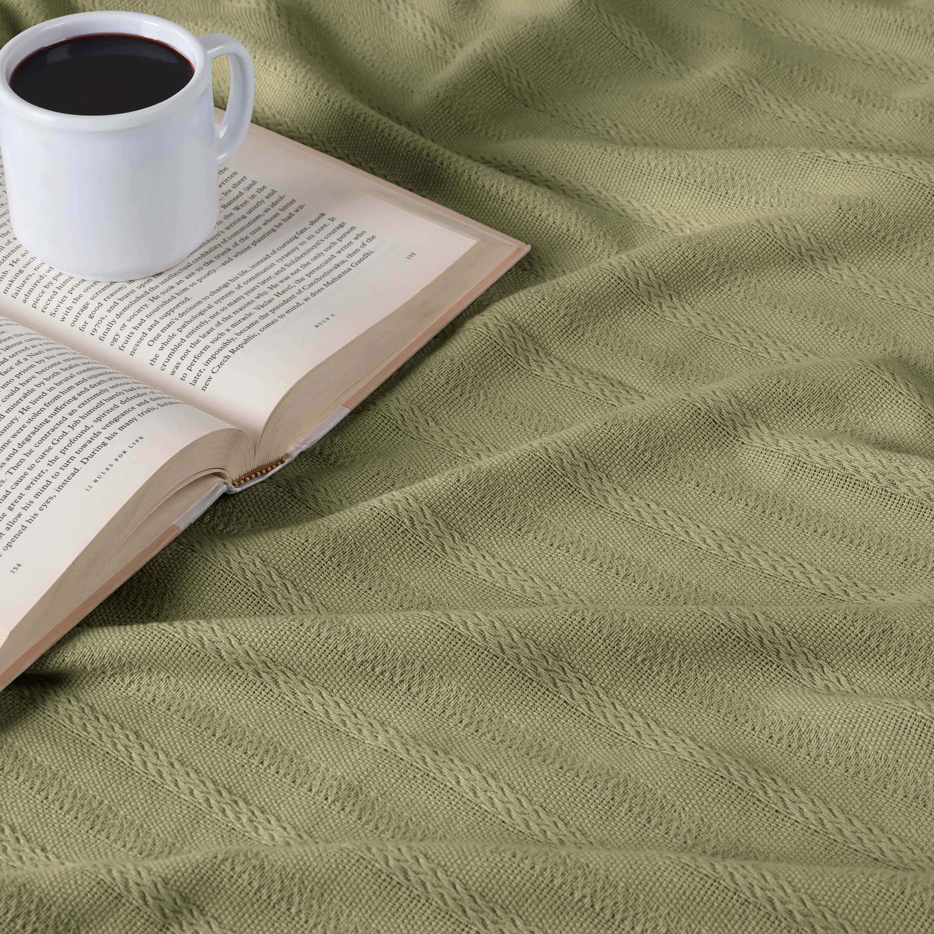 Soft Clara Cotton Textured Striped Lightweight Woven Blanket - Perfect for Sofa, Bed & Outdoor Picnics