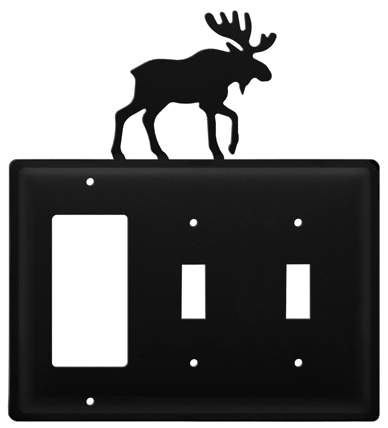 Rustic Wrought Iron Moose GFCI Double Switch Plate Cover - Decorative Outlet Cover for Cabin, Lodge, or Western Home Decor