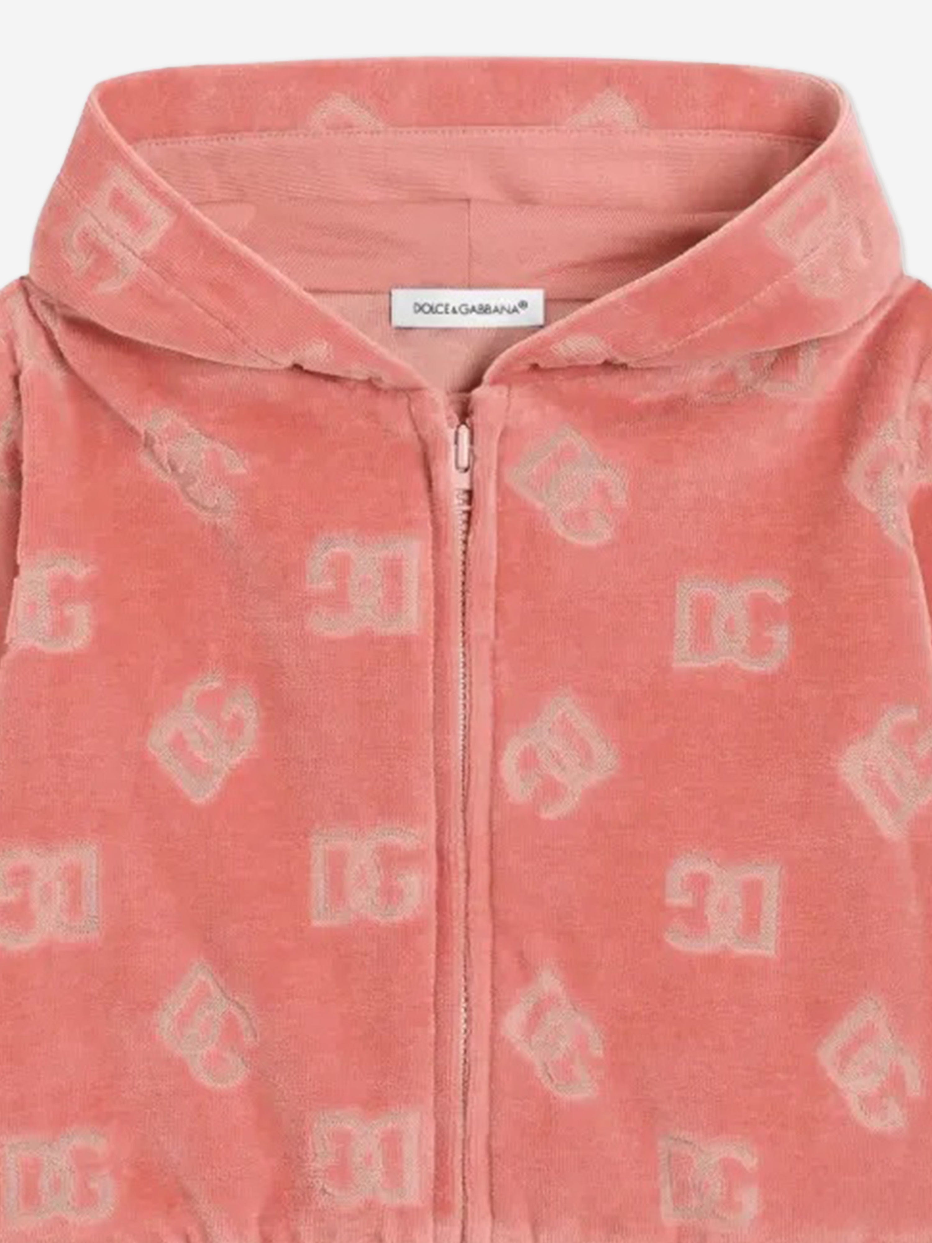 Baby Girls Jacquard Logo Zip Up Hoodie - Soft Pink Pullover for Toddlers & Infants | Perfect for Playdates, Daycare & Outdoor Adventures