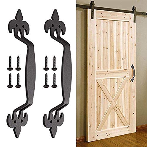 Vintage Heavy Duty 11 Inch Sliding Barn Door Handle Set - 2 Pack Black Wardrobe Pull for Cabinet, Closet, Drawer & Furniture - Perfect for Farmhouse, Kitchen & Home Decor