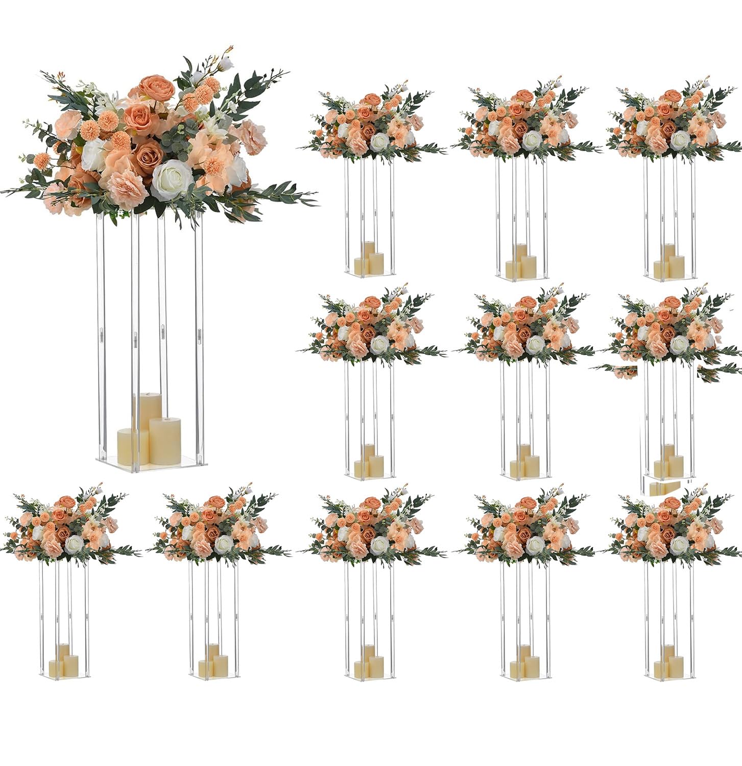 Vincidern 12-Pack Acrylic Wedding Centerpiece Vases - 23.6 Inch Tall Clear Flower Stands for Wedding Tables, Party Decor, and Special Events | Perfect for Wedding Receptions, Bridal Showers, and Banquet Table Decorations