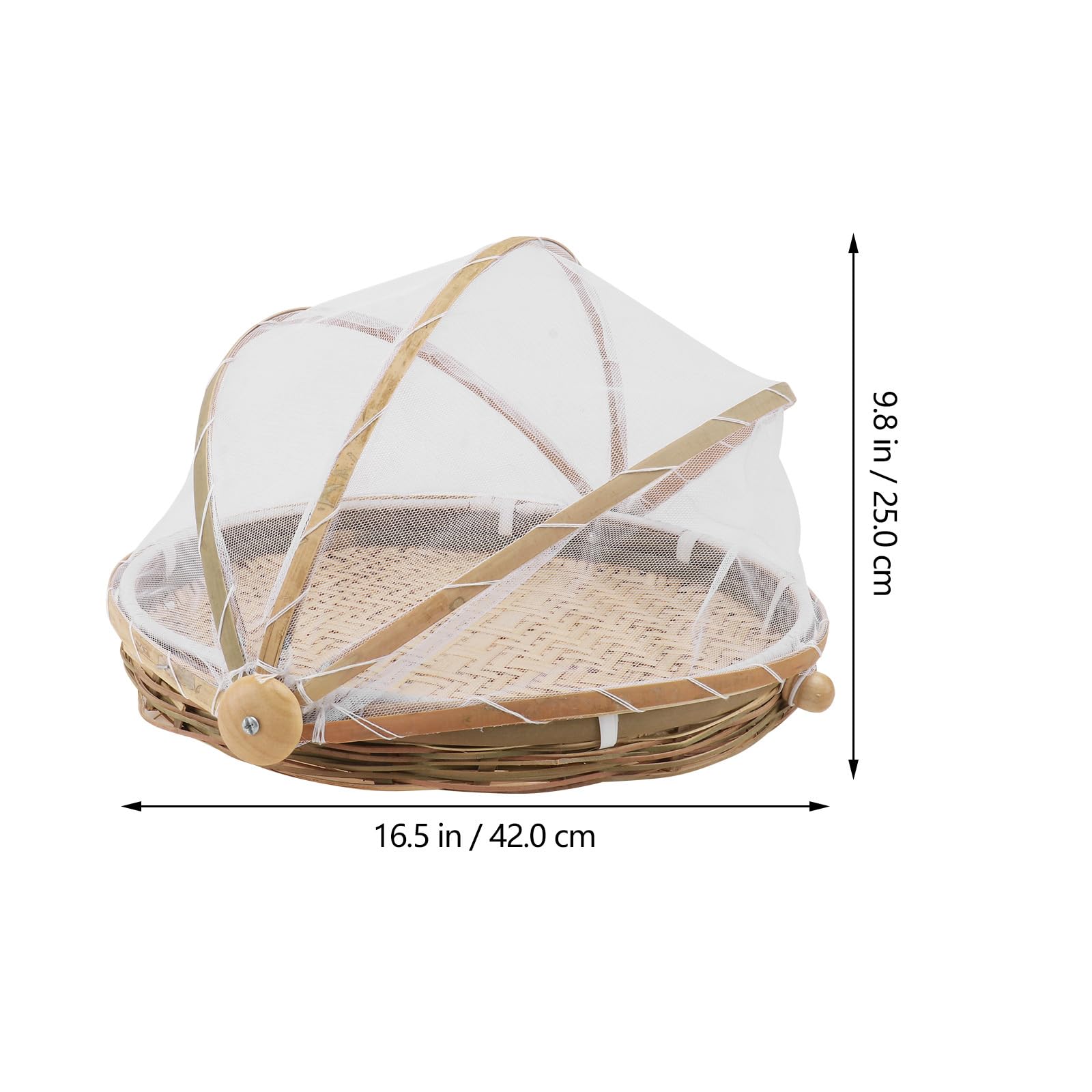 3-Piece Bamboo Food Serving Basket Set - Hand-Woven Round Picnic Basket with Mesh Cover for Vegetables, Fruits, Bread & Home Storage | Perfect for Outdoor Picnics, Party Serving & Kitchen Organization