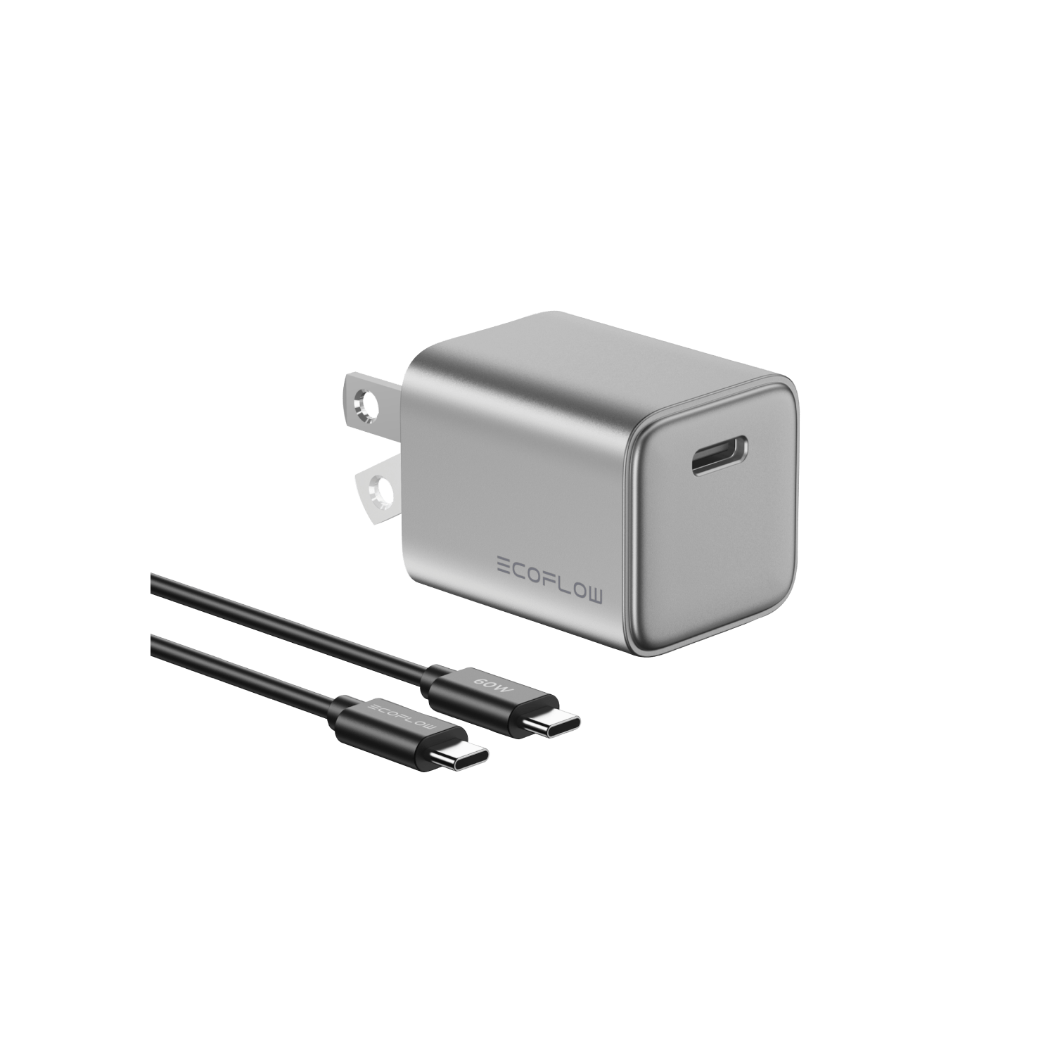 EcoFlow RAPID 20W GaN Fast Charger with 60W USB-C Cable - Compact Portable Charger for iPhone, Android, iPad, Laptop | Travel, Home, Office Use