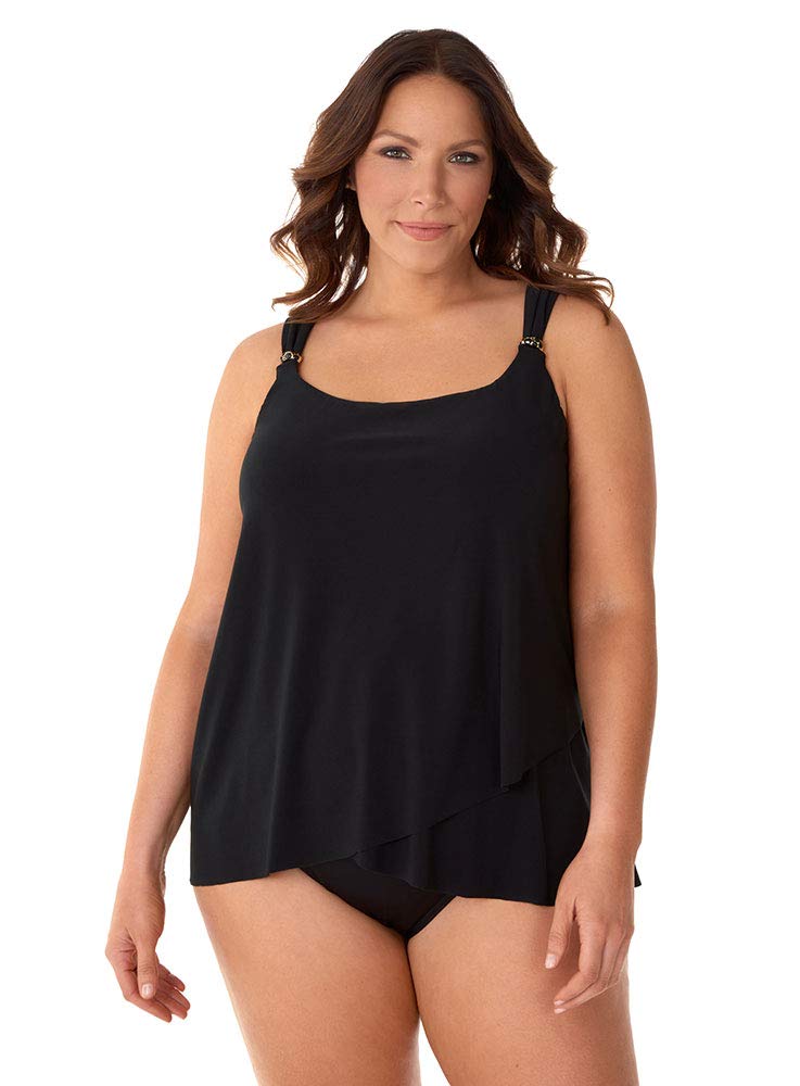 Miraclesuit Women's Plus Size Swimwear - Tapiz Dazzle Scoop Neck Underwire Bra Tankini Top for Beach, Pool & Vacation | Supportive & Flattering Swimwear for Curvy Women