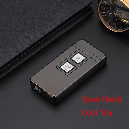 Windproof USB Rechargeable Plasma Arc Lighter - Black for Outdoor Camping