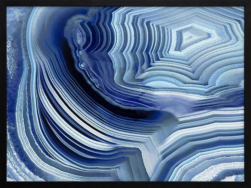 Indigo Agate Framed Art Print - Stunning Blue Crystal Wall Decor for Living Room, Bedroom & Office
