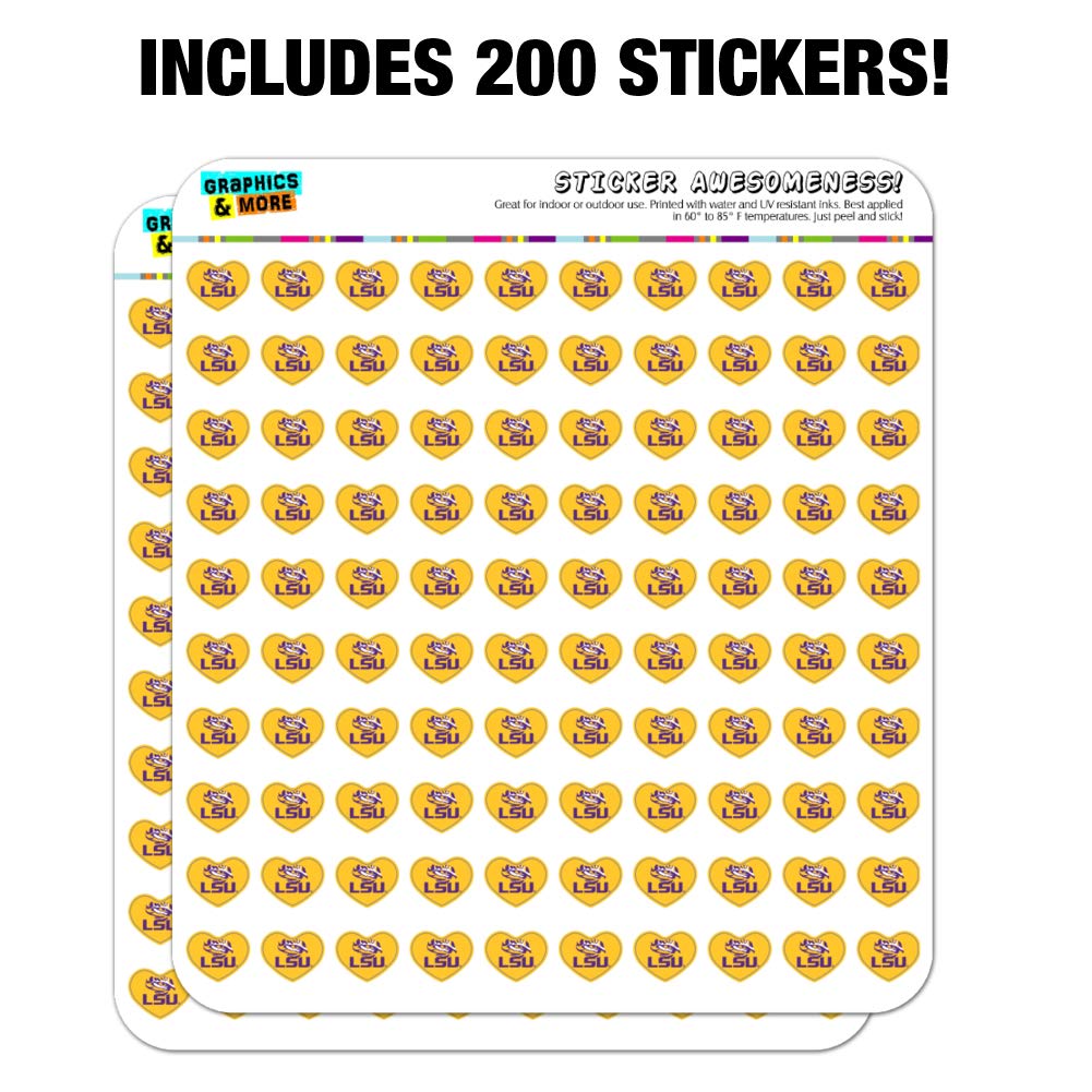 LSU Tiger Eye Yellow Heart Shaped Planner Stickers - Scrapbook & Craft Decorative Stickers for Bullet Journals, DIY Projects, and School Supplies