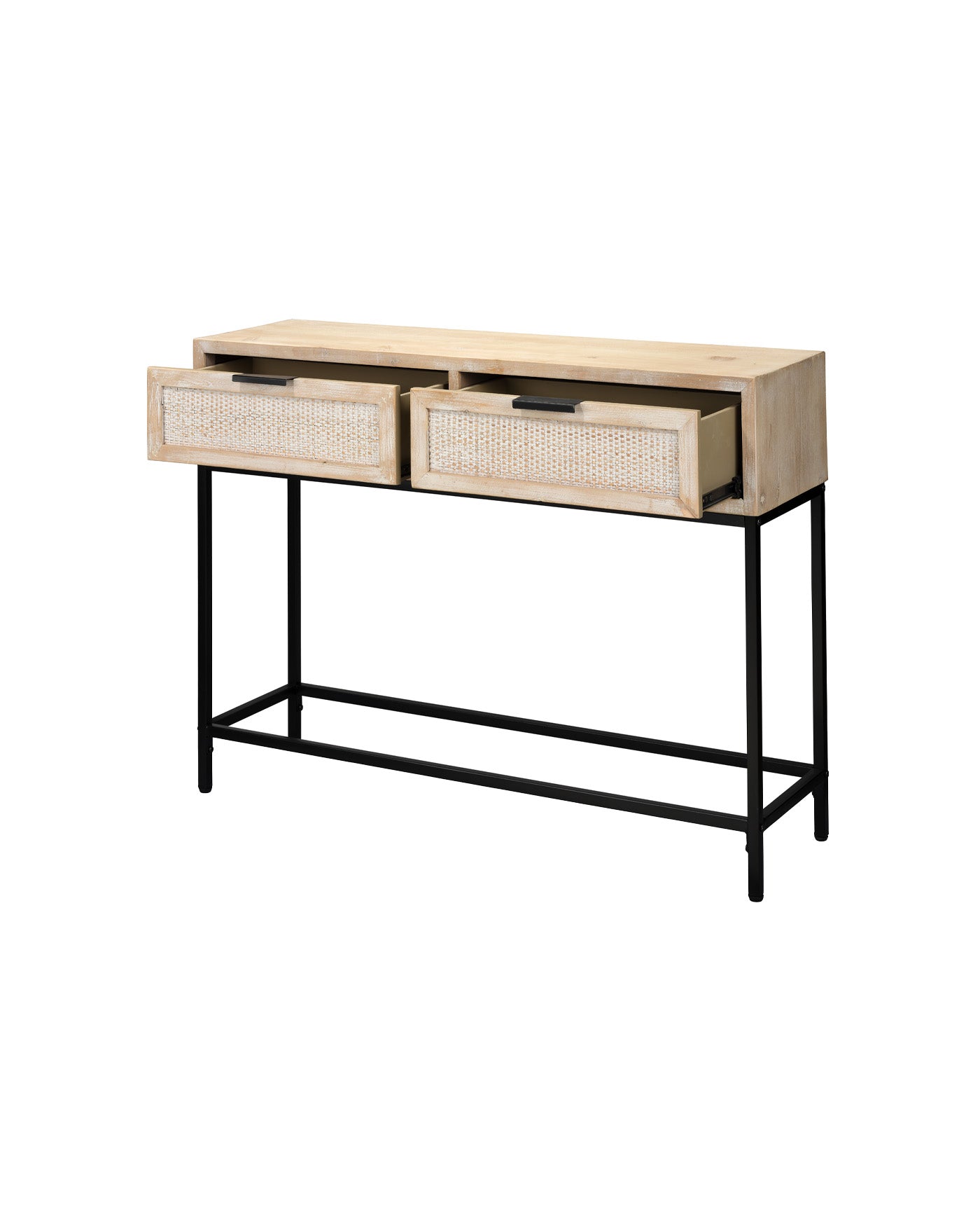 Modern Reed Console Table - Entryway Sofa Table with Storage Shelf | Farmhouse & Mid-Century Design for Hallway, Living Room & Bedroom Decor
