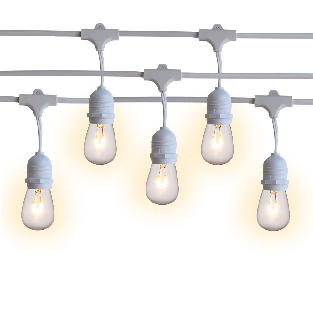 10 Pack Shatterproof LED String Lights Outdoor - 21FT Weatherproof White Cord with E26 Socket, Commercial Grade SJTW for Patio, Garden, Backyard, Wedding & Party Decor - PaperLanternStore.com