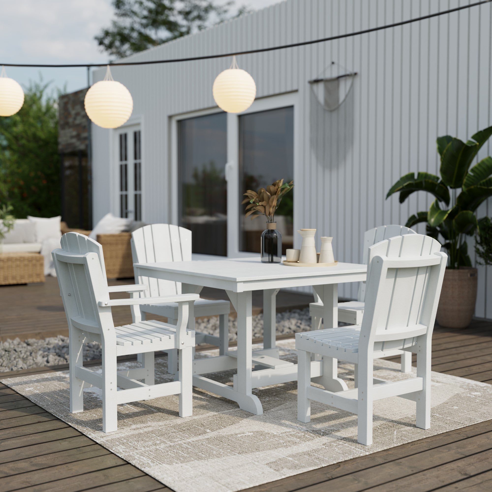 Heritage 5-Piece 44x44 Inch Square Outdoor Dining Set with Cushions - Perfect for Patio, Garden, and Backyard Entertaining
