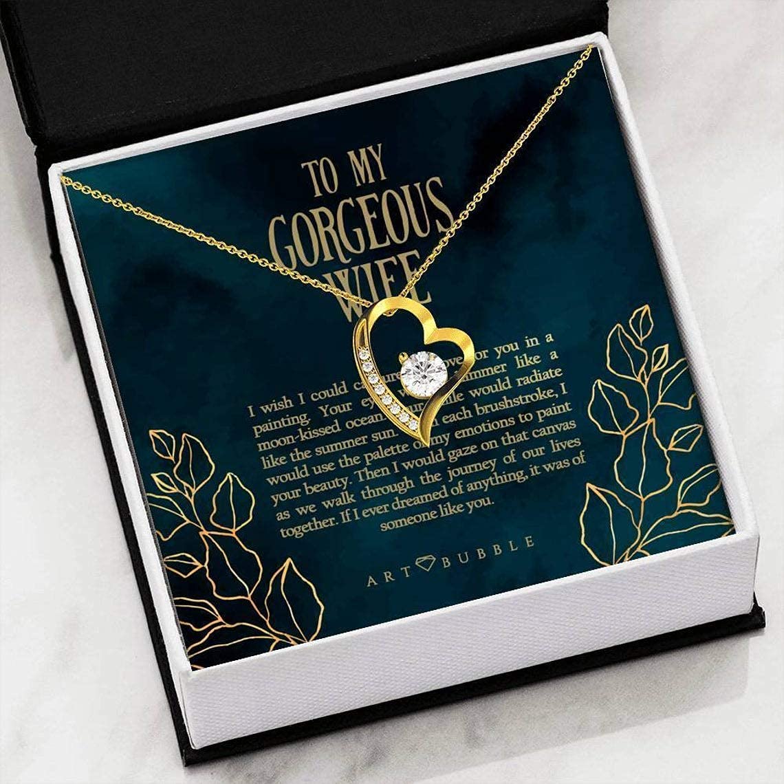Personalized Message Jewelry Necklace - Handmade Gift for Wife, Mother's Day, Christmas - Gold Box Packaging for Special Occasions