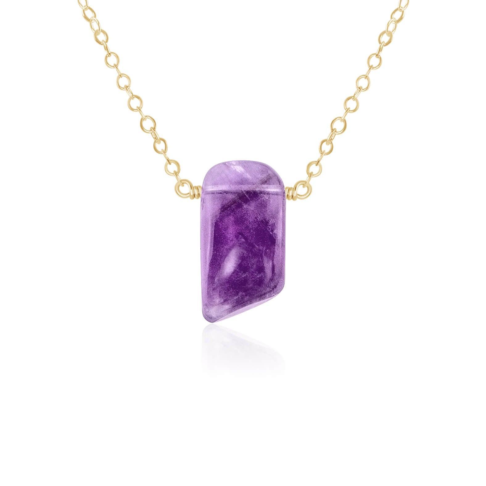 Natural Purple Amethyst Crystal Slab Necklace - Healing Stone Pendant for Women | Perfect for Meditation, Yoga & Spiritual Jewelry Gifts