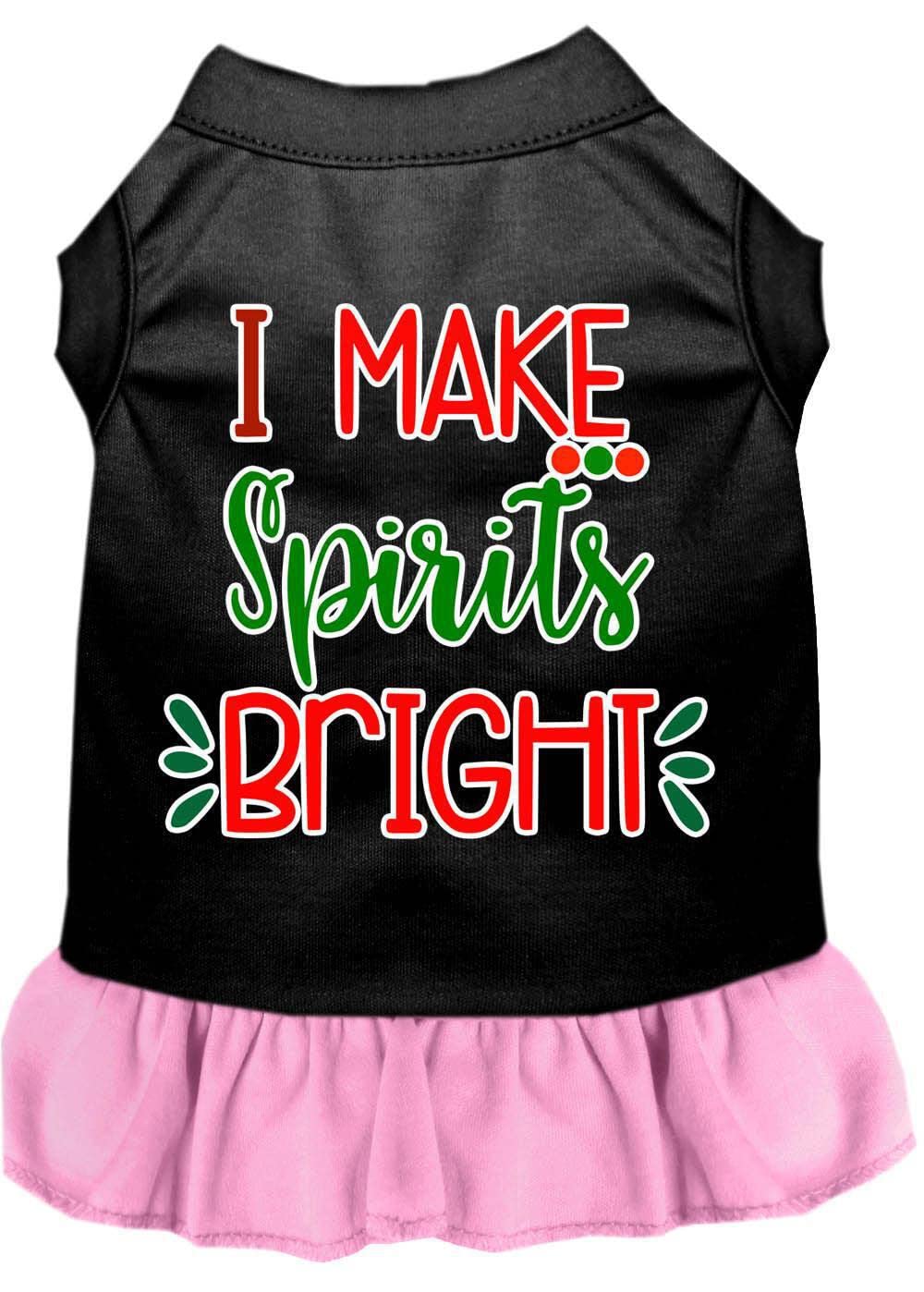 Christmas Pet Dog & Cat Dress - 'I Make Spirits Bright' Screen Printed Holiday Costume for Small Pets (10-14 lbs) - Perfect for Holiday Parties & Christmas Photo Shoots