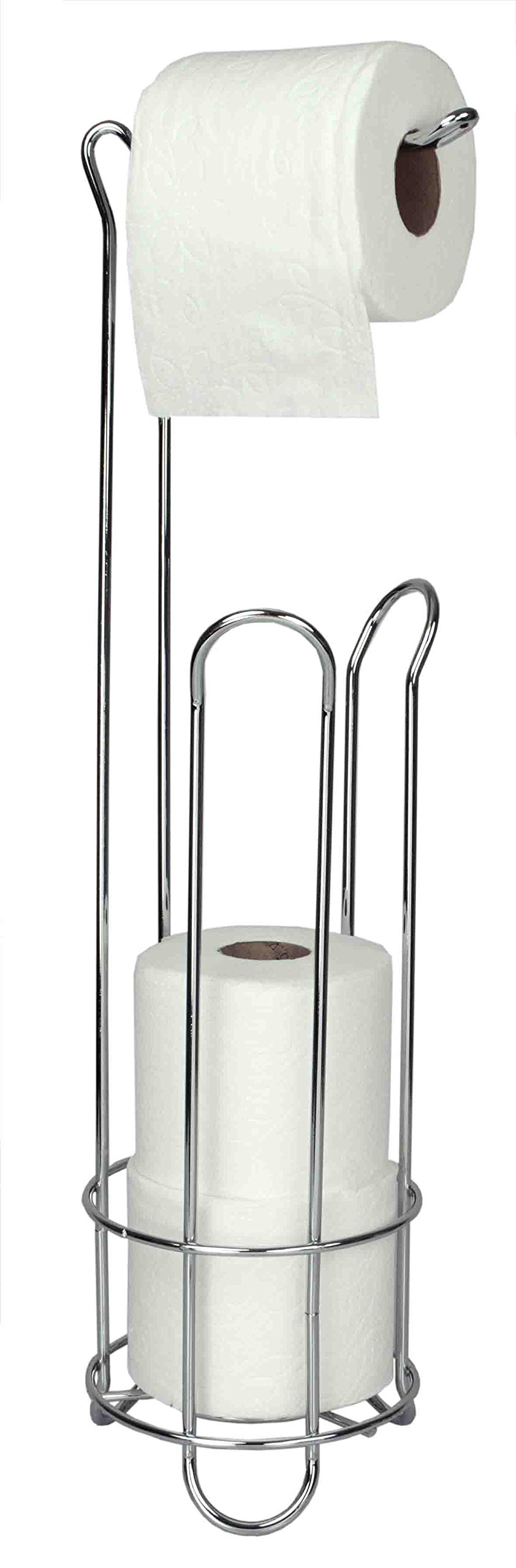 Chrome Toilet Paper Holder - Modern Silver Tissue Dispenser for Bathroom & Kitchen | Home Basics Wall-Mounted Paper Towel Holder for Convenient Use in Restrooms, Kitchens, and Offices